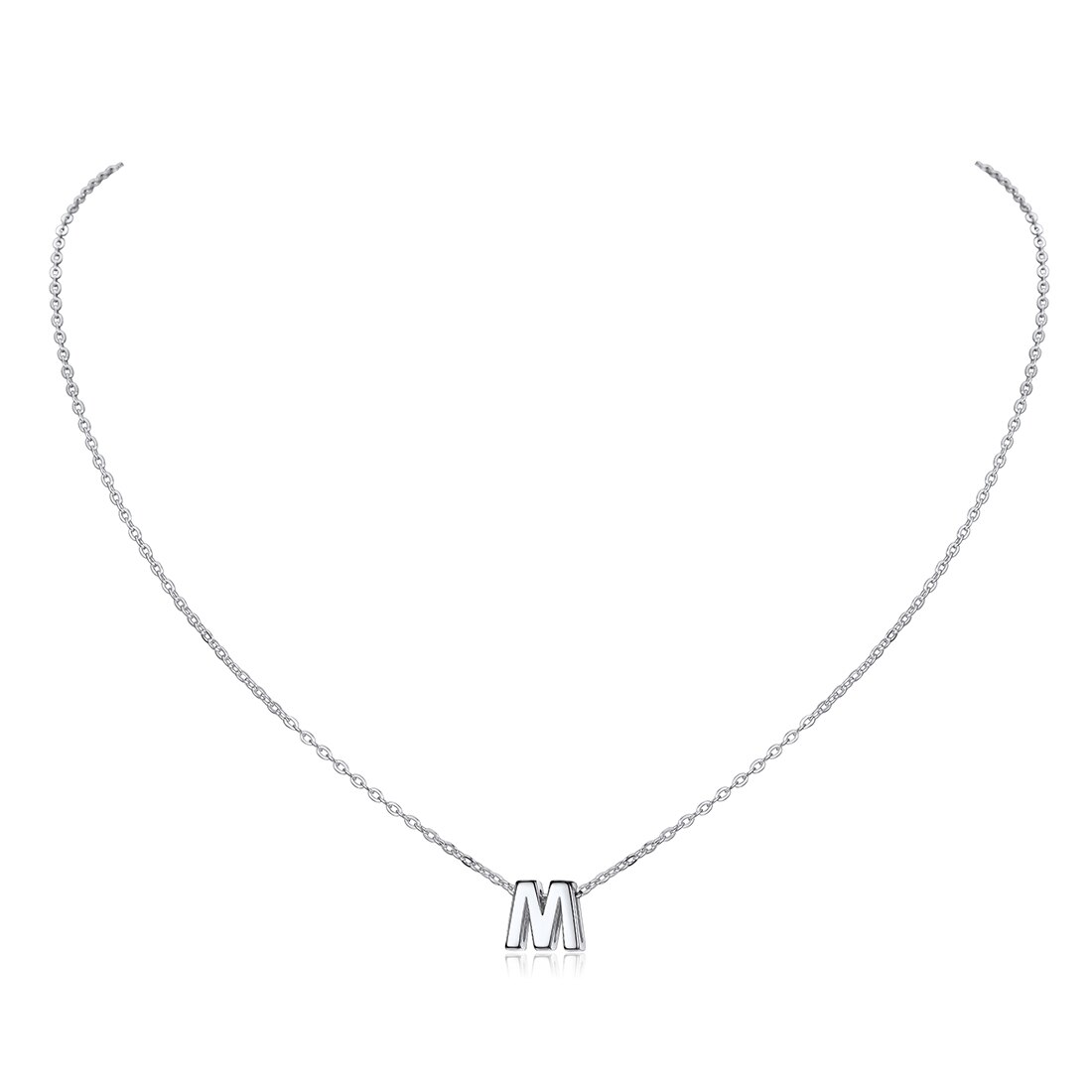 ChicSilver Letter A-Z Necklace 925 Sterling Silver Small Dainty Initial Pendant Necklace Personalized Name Necklace Tiny Alphabet Charm Necklace for Girls