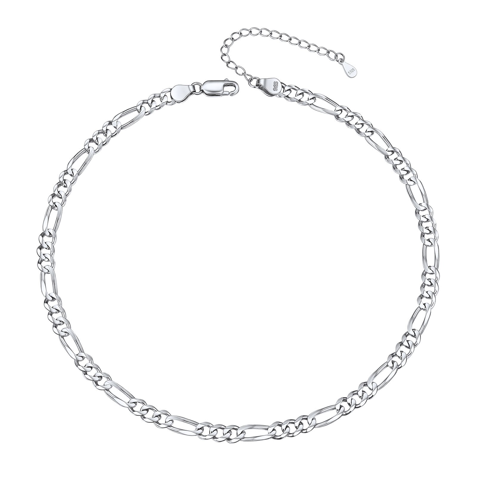 ChicSilver Women Mens Necklace Figaro Chain Necklace 2.8mm, Solid 925 Sterling Silver Figaro Link Chain Boys Jewellery 20 Inches