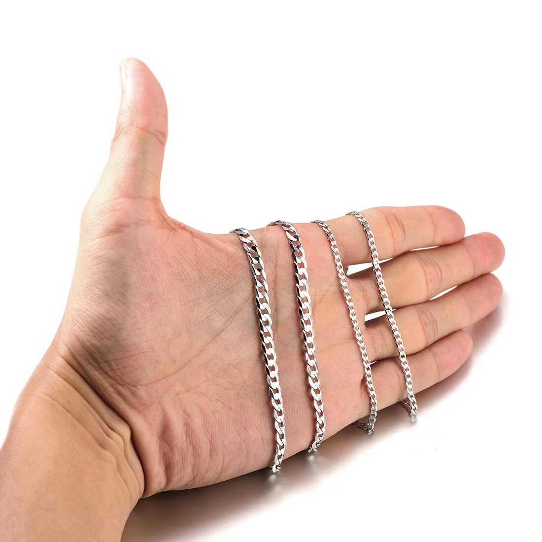 ChicSilver Women Mens Necklace Cuban Link Chain 5mm Solid 925 Sterling Silver Cuban Link Curb Chain Necklace Boys Hip Hop Hiphop Rock Jewellery 22 Inches