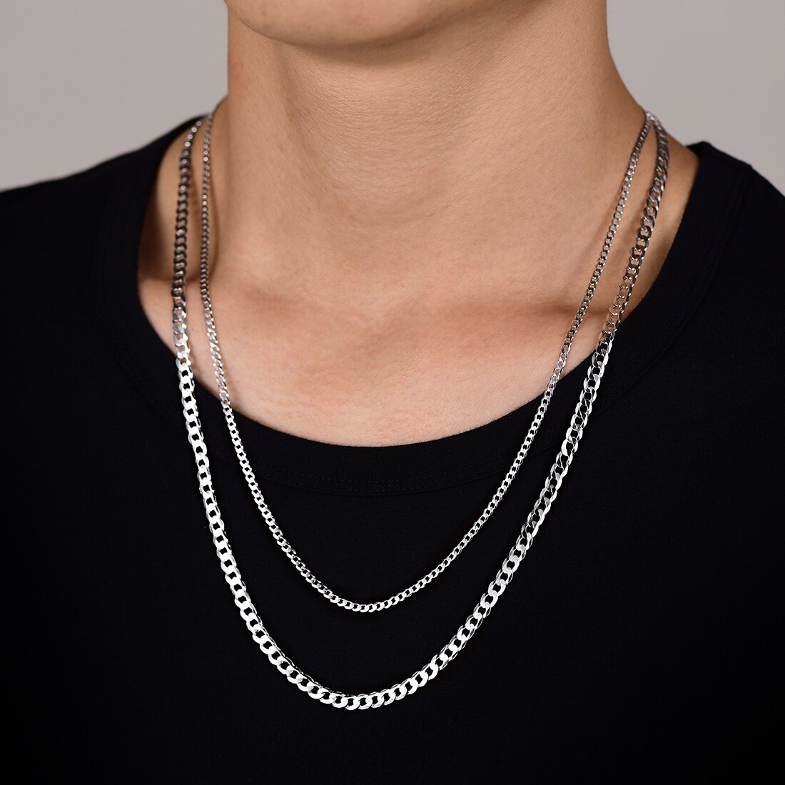 ChicSilver Women Mens Necklace Cuban Link Chain 5mm Solid 925 Sterling Silver Cuban Link Curb Chain Necklace Boys Hip Hop Hiphop Rock Jewellery 22 Inches