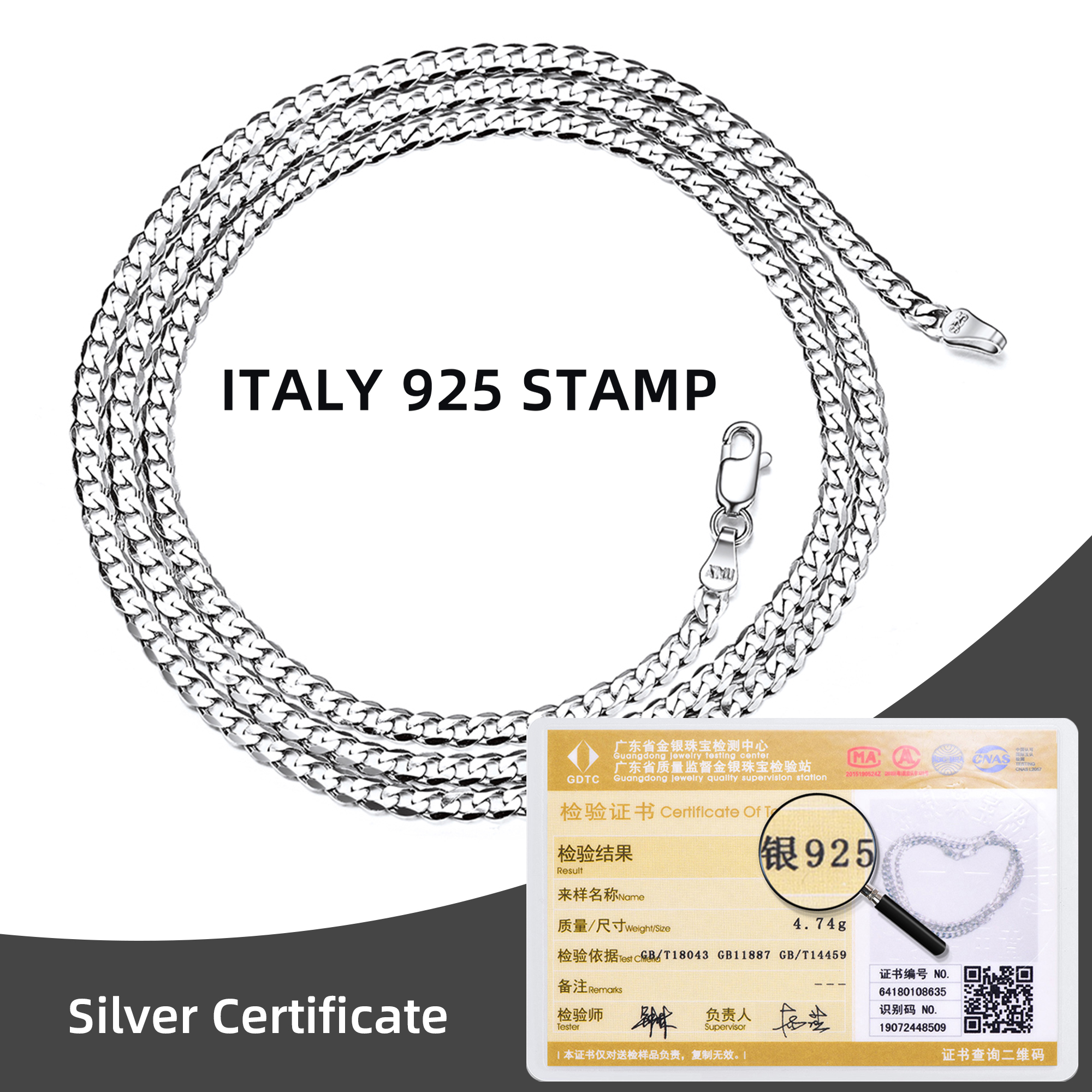 ChicSilver Women Mens Necklace Cuban Link Chain 5mm Solid 925 Sterling Silver Cuban Link Curb Chain Necklace Boys Hip Hop Hiphop Rock Jewellery 22 Inches