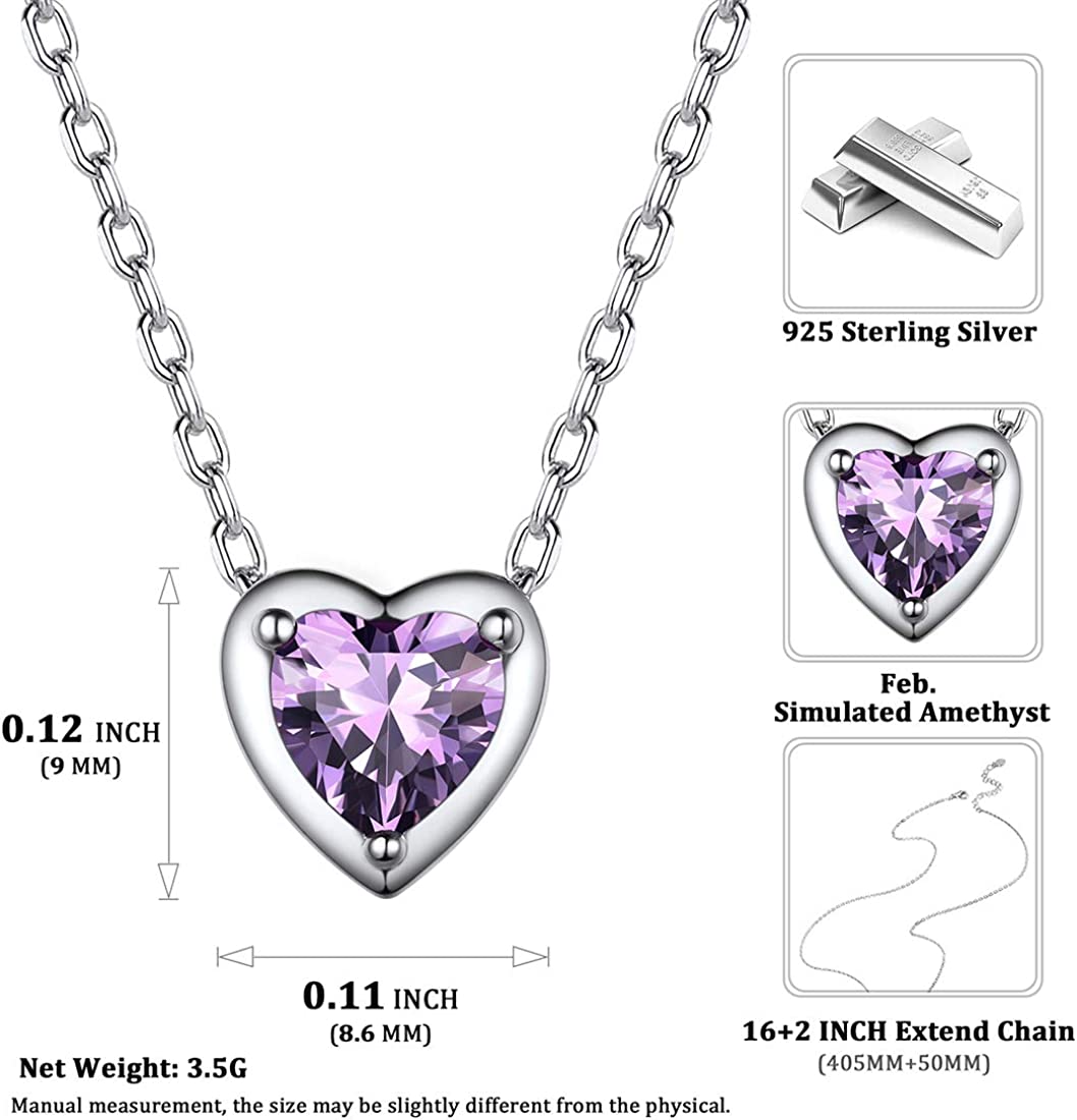 Love Red Garnet January Birthstone Necklace 925 Sterling Silver Tiny Heart Pendant Necklace Jewelry Gifts for Women