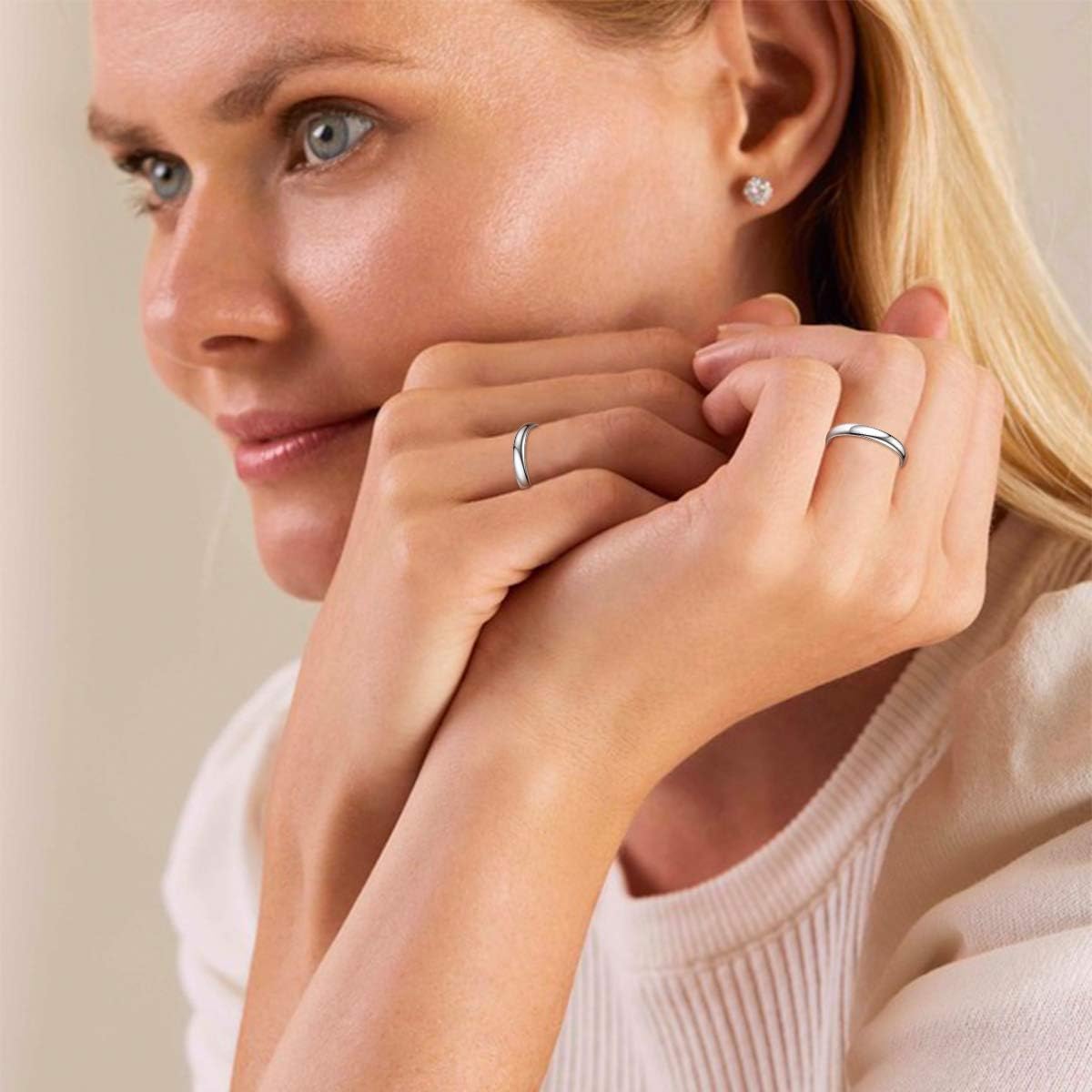 ChicSilver 925 Sterling Silver Stackable Rings for Women Skinny Thin Stacking Ring 2mm Wedding Band Ring Dainty Minimalist Jewelry for Teen Size 4