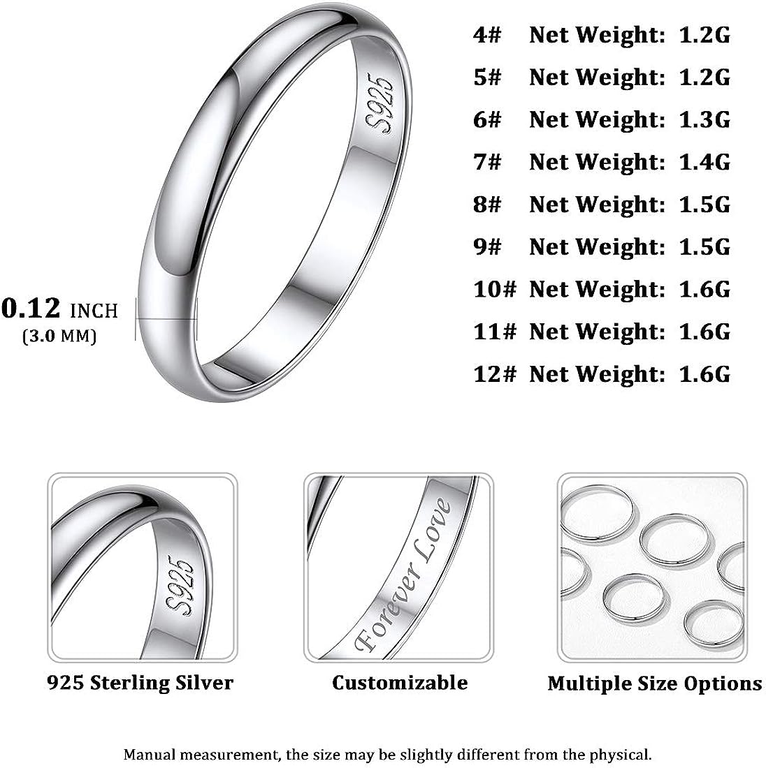 ChicSilver 925 Sterling Silver Stackable Rings for Women Skinny Thin Stacking Ring 2mm Wedding Band Ring Dainty Minimalist Jewelry for Teen Size 4