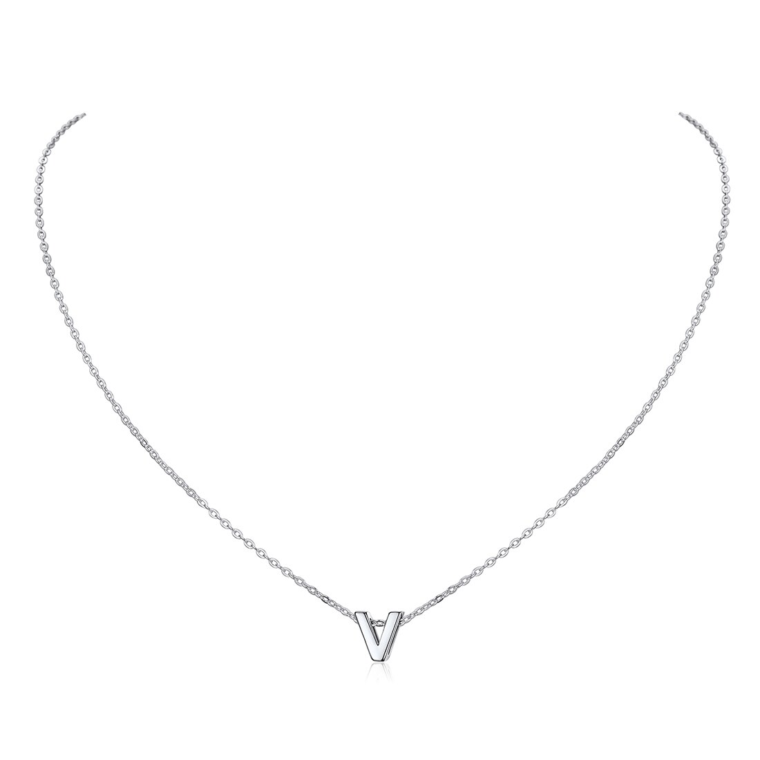 ChicSilver Letter A-Z Necklace 925 Sterling Silver Small Dainty Initial Pendant Necklace Personalized Name Necklace Tiny Alphabet Charm Necklace for Girls