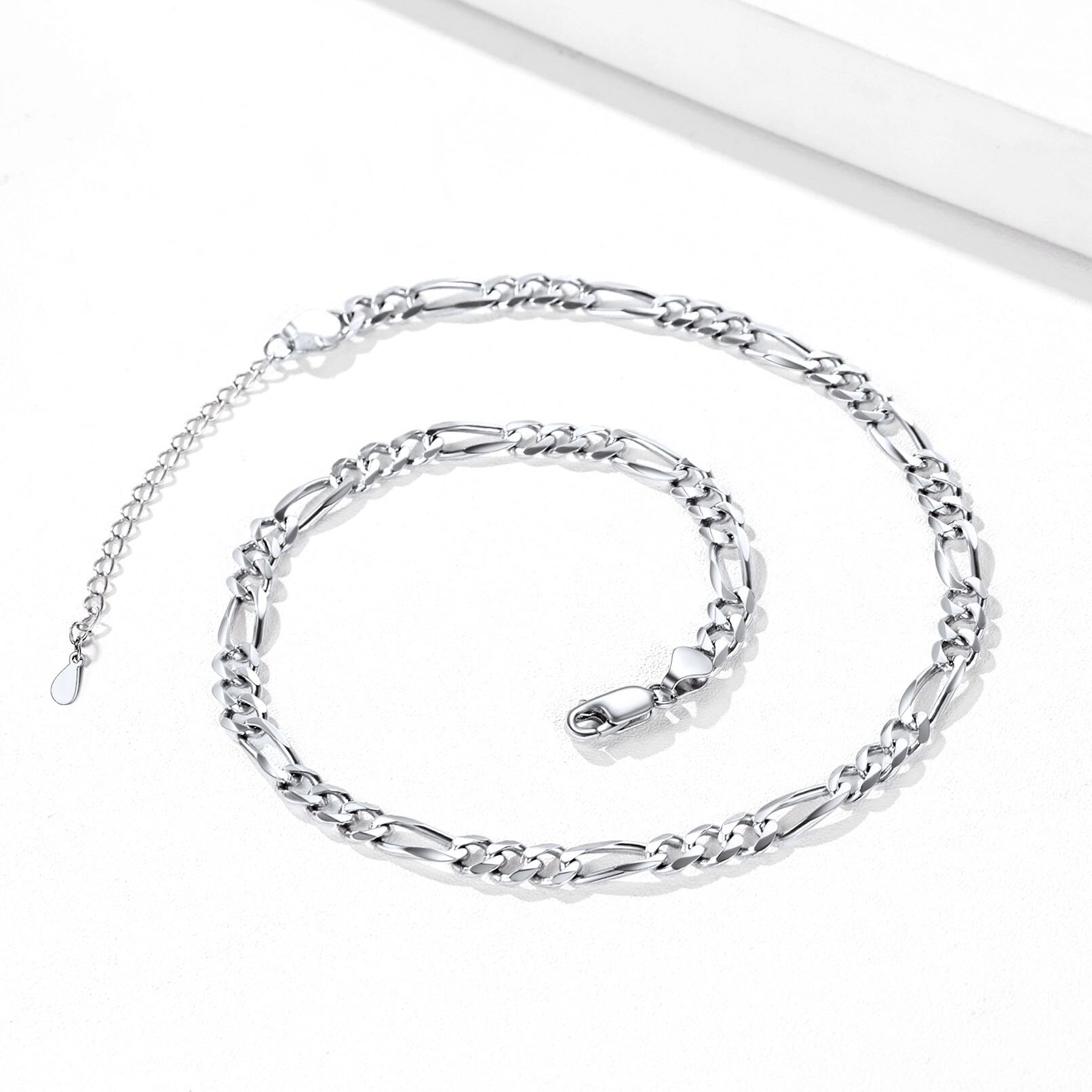 ChicSilver Women Mens Necklace Figaro Chain Necklace 2.8mm, Solid 925 Sterling Silver Figaro Link Chain Boys Jewellery 20 Inches