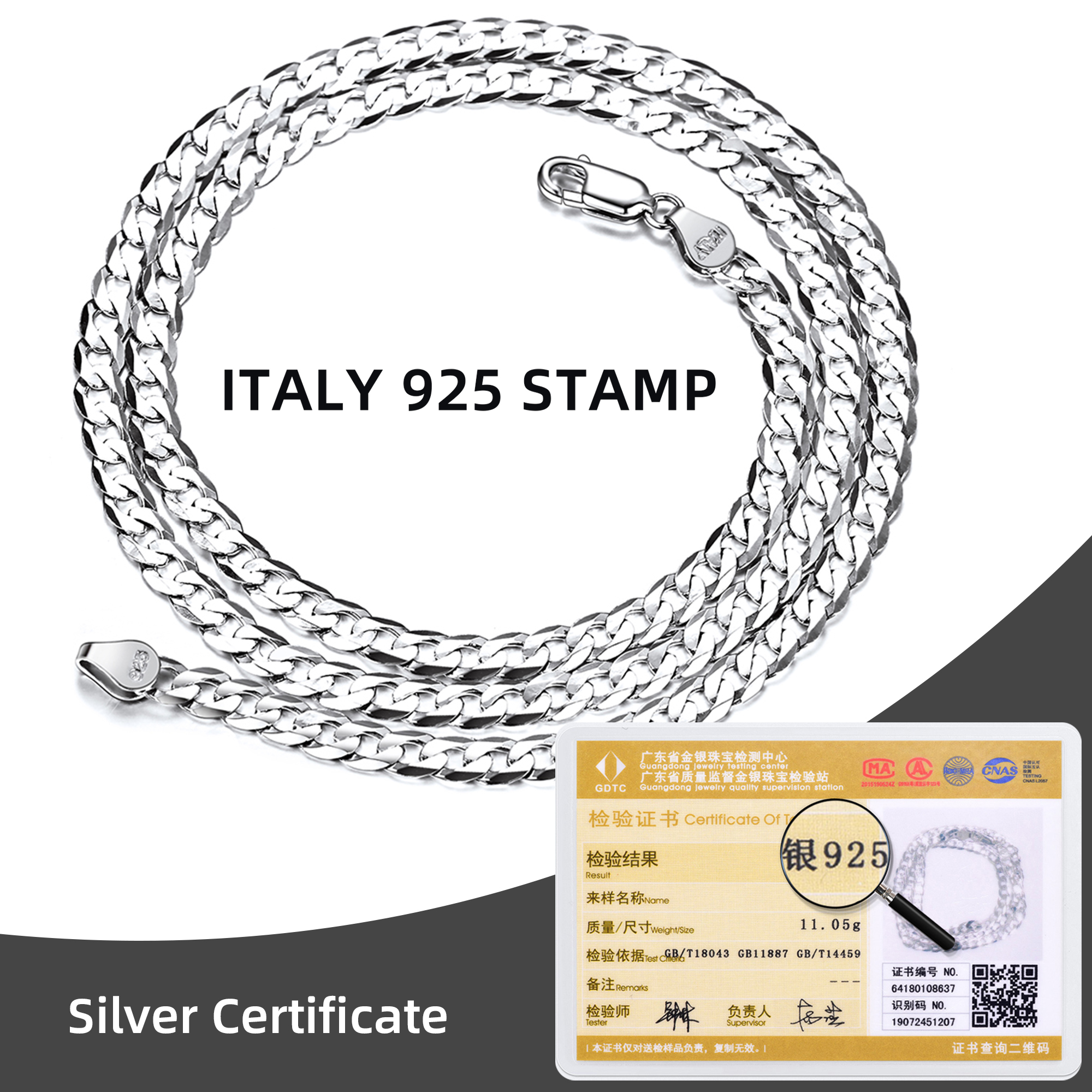 ChicSilver Women Mens Necklace Cuban Link Chain 5mm Solid 925 Sterling Silver Cuban Link Curb Chain Necklace Boys Hip Hop Hiphop Rock Jewellery 22 Inches