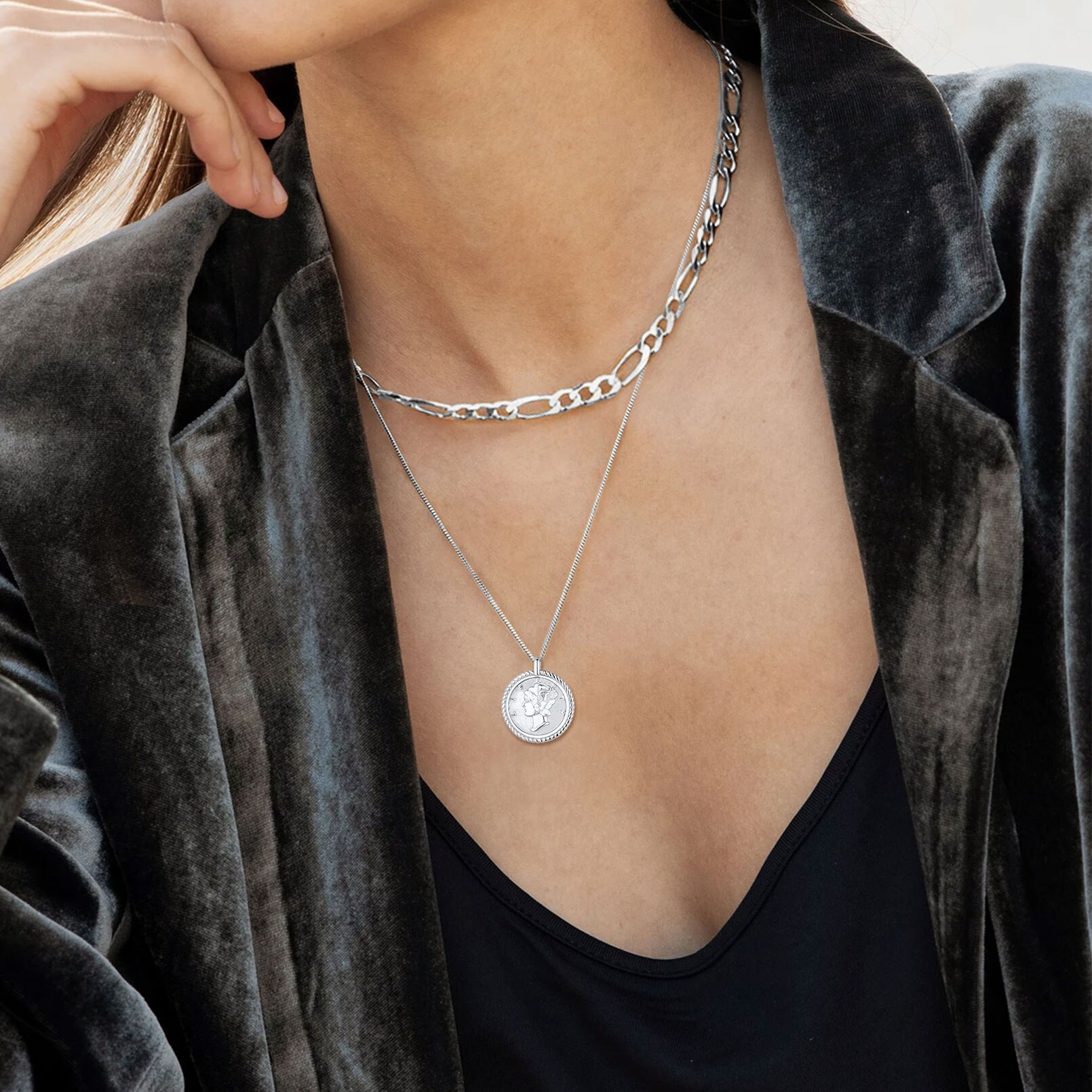 ChicSilver Women Mens Necklace Figaro Chain Necklace 2.8mm, Solid 925 Sterling Silver Figaro Link Chain Boys Jewellery 20 Inches