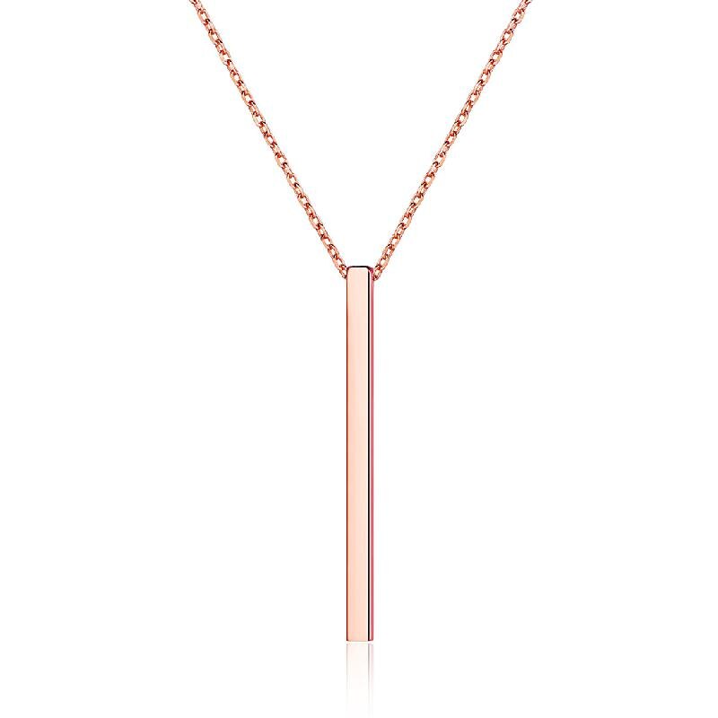 ChicSilver 925 Sterling Silver Y Layer Minimalist Vertical Bar Pendant Necklace Long Lariat Chain For Women Jewelry