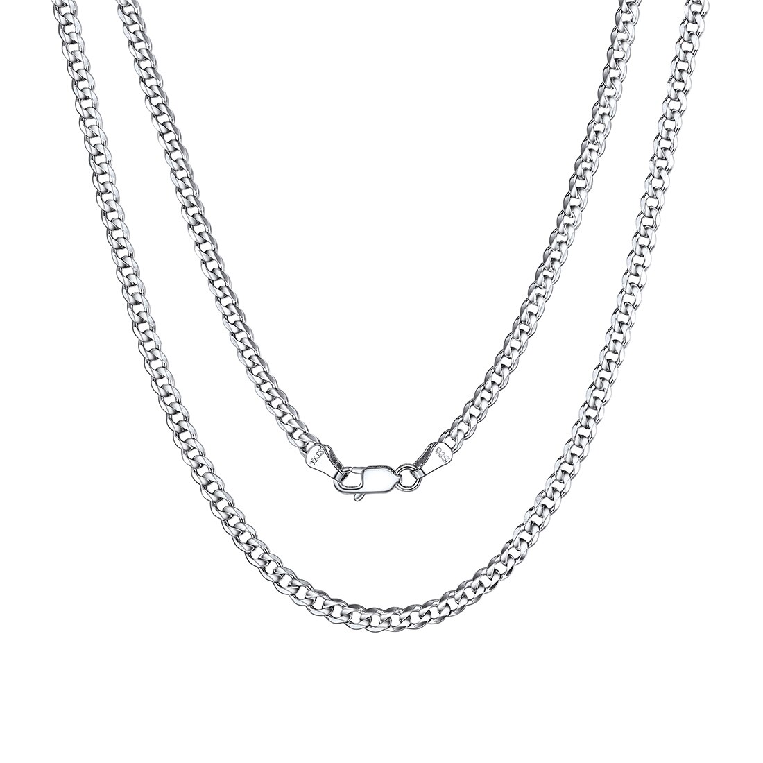 ChicSilver Women Mens Necklace Cuban Link Chain 5mm Solid 925 Sterling Silver Cuban Link Curb Chain Necklace Boys Hip Hop Hiphop Rock Jewellery 22 Inches