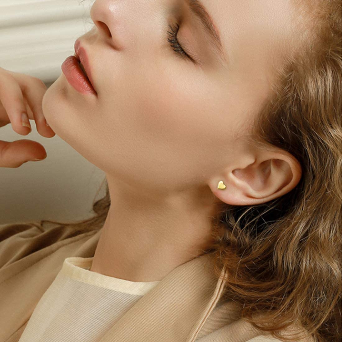 ChicSilver Heart Stud Earrings for Little Girls Hypoallergenic 925 Sterling Silver Women Jewelry Gift