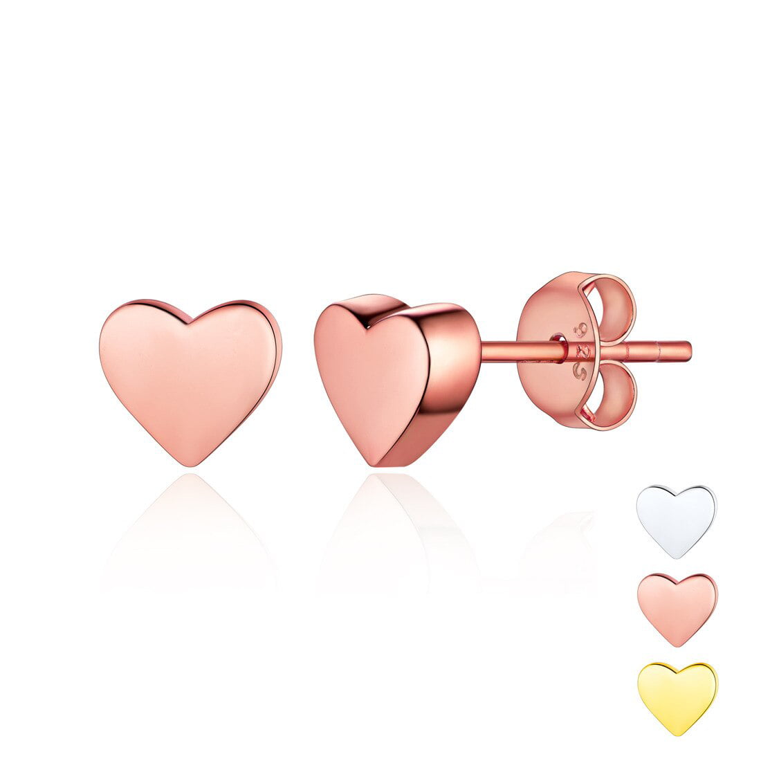 ChicSilver Heart Stud Earrings for Little Girls Hypoallergenic 925 Sterling Silver Women Jewelry Gift