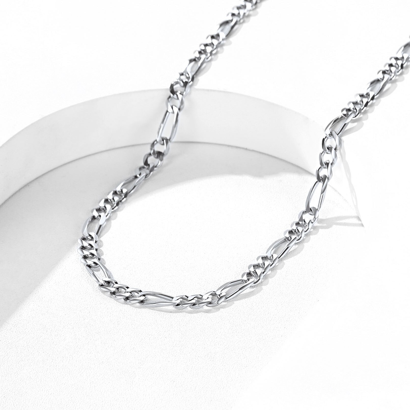 ChicSilver Women Mens Necklace Figaro Chain Necklace 2.8mm, Solid 925 Sterling Silver Figaro Link Chain Boys Jewellery 20 Inches