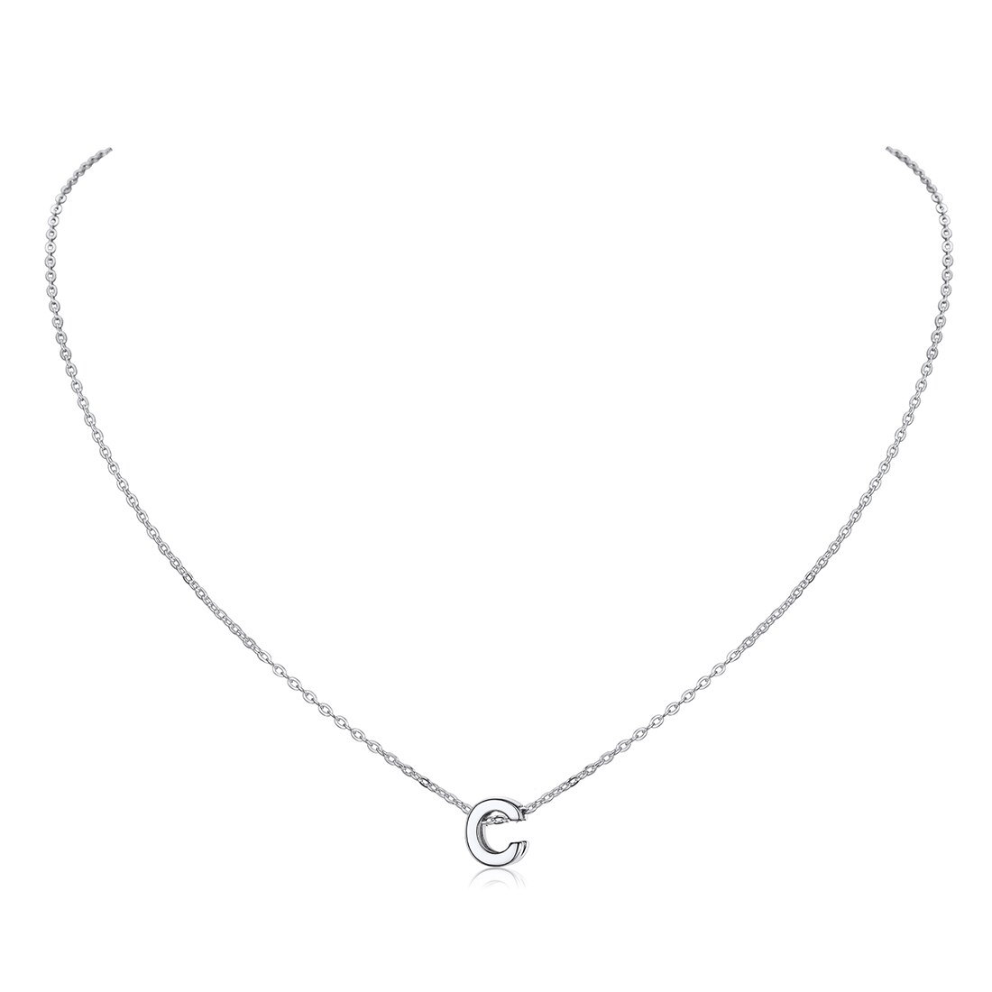 ChicSilver Letter A-Z Necklace 925 Sterling Silver Small Dainty Initial Pendant Necklace Personalized Name Necklace Tiny Alphabet Charm Necklace for Girls