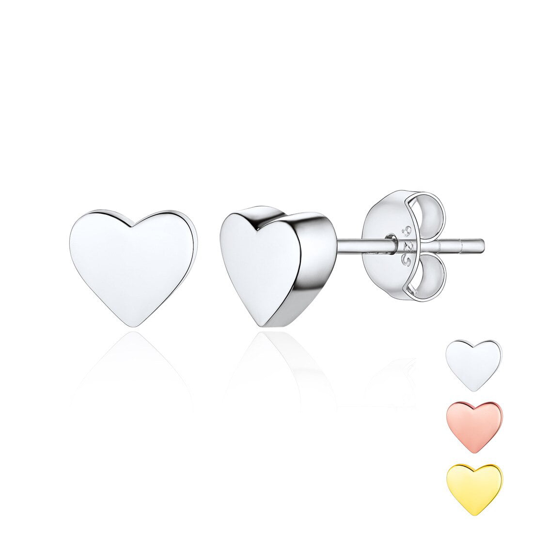 ChicSilver Heart Stud Earrings for Little Girls Hypoallergenic 925 Sterling Silver Women Jewelry Gift