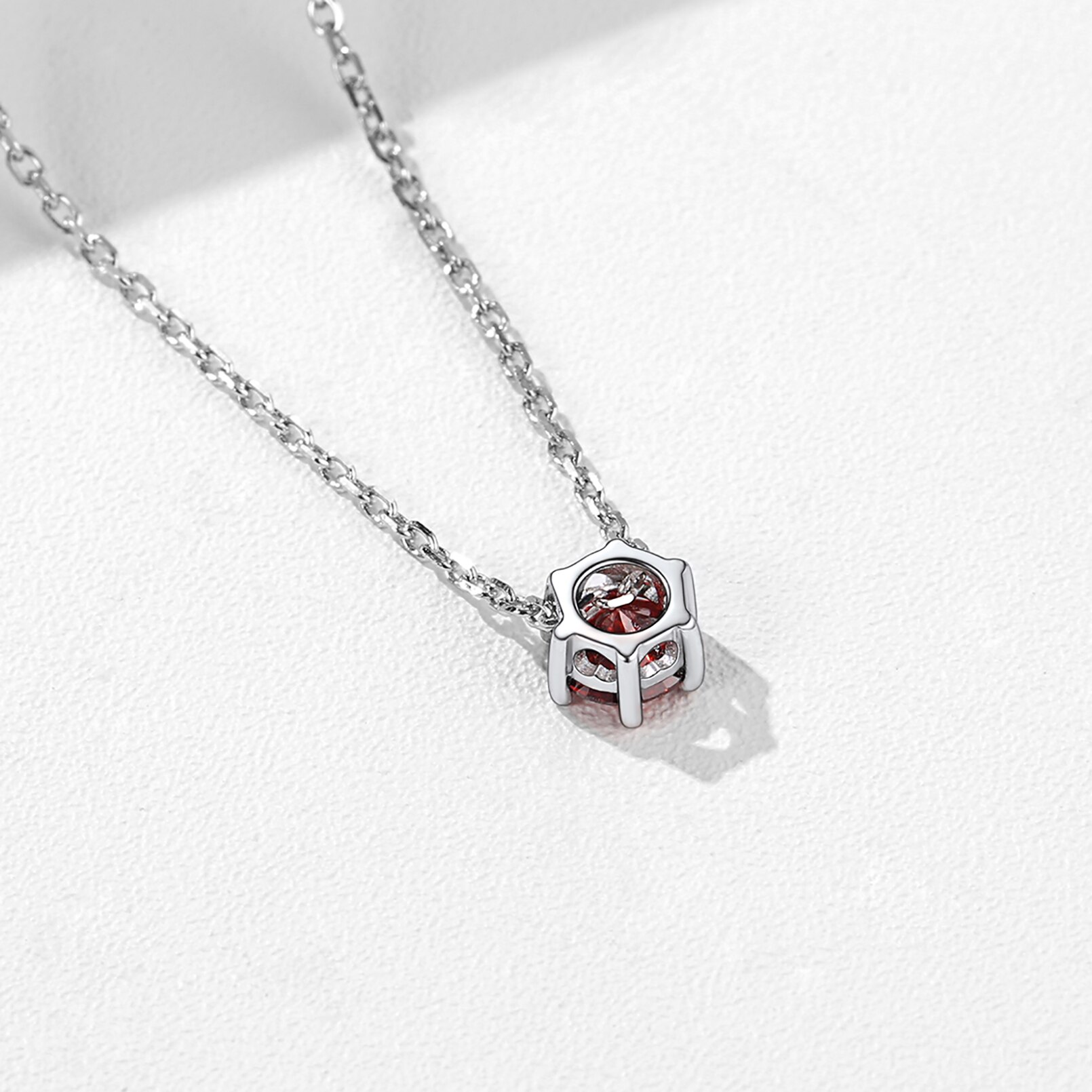 ChicSilver Women 925 Sterling Silver Round Cut Red Garnet January Birthstone Pendant Necklace