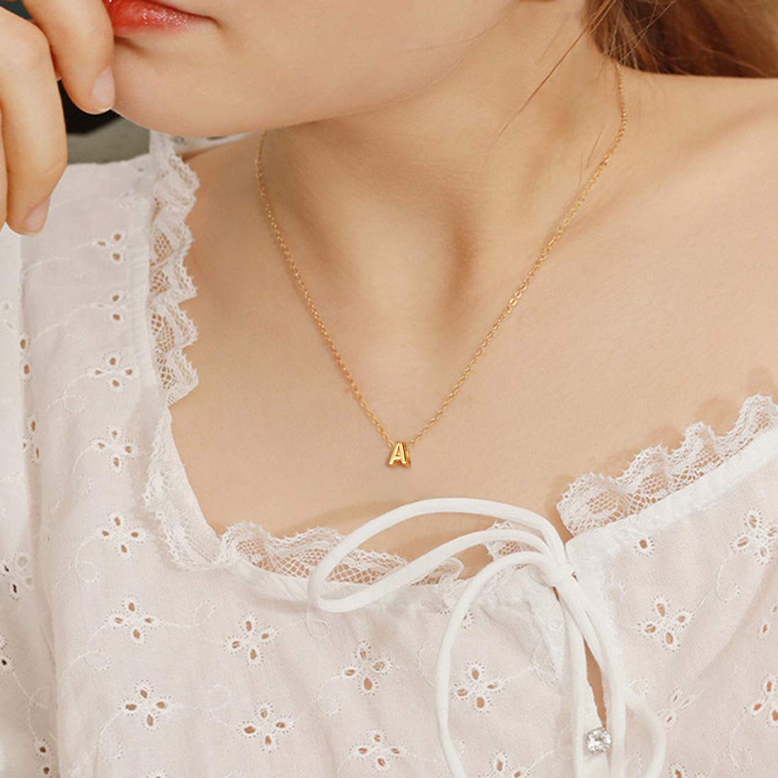 ChicSilver Letter A-Z Necklace 925 Sterling Silver Small Dainty Initial Pendant Necklace Personalized Name Necklace Tiny Alphabet Charm Necklace for Girls