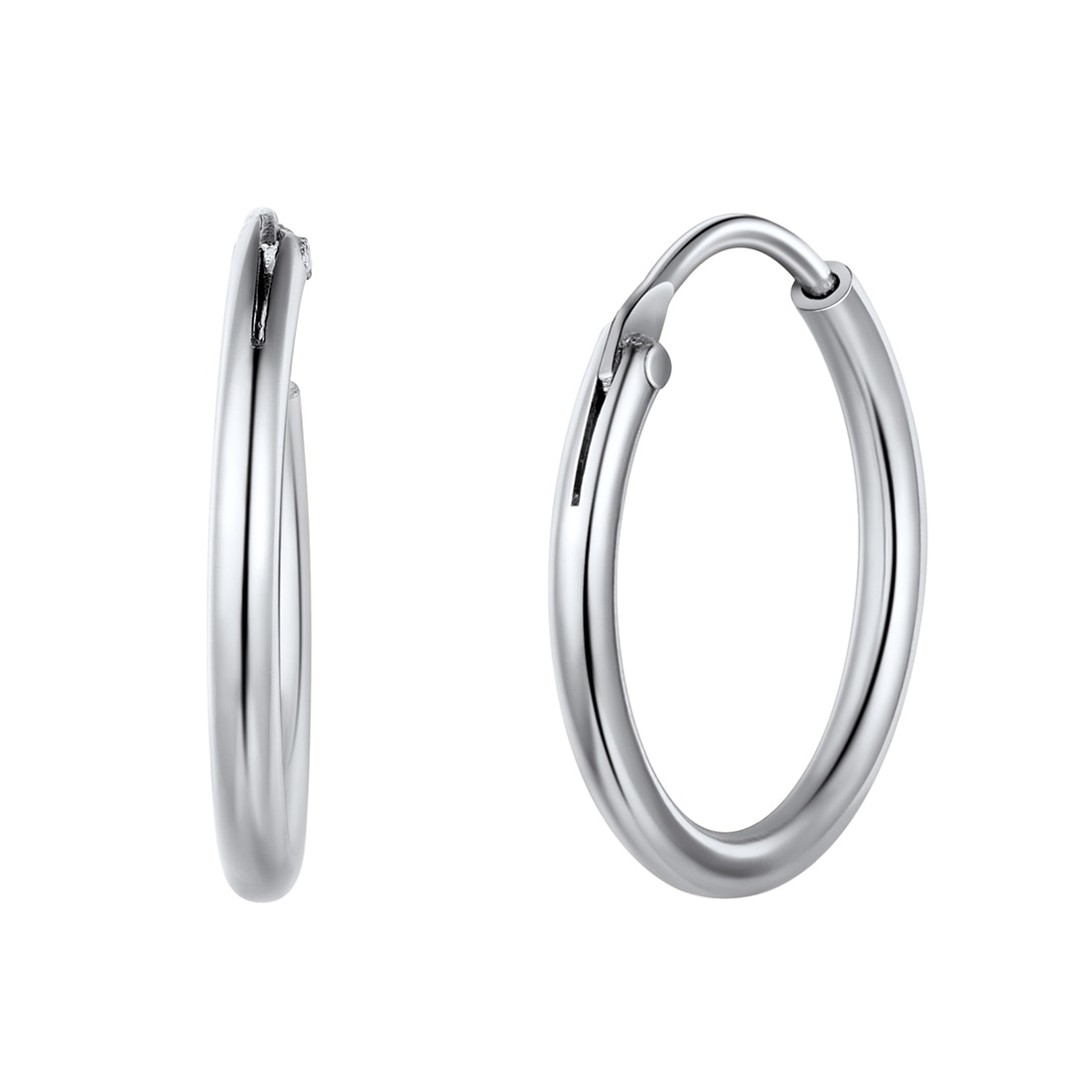 ChicSilver 925 Sterling Silver Small Hoop Earrings Circle Endless Huggie Hoops 15/20/30/50/70mm