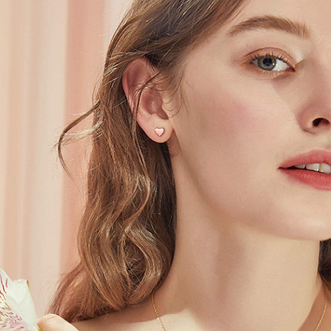 ChicSilver Heart Stud Earrings for Little Girls Hypoallergenic 925 Sterling Silver Women Jewelry Gift