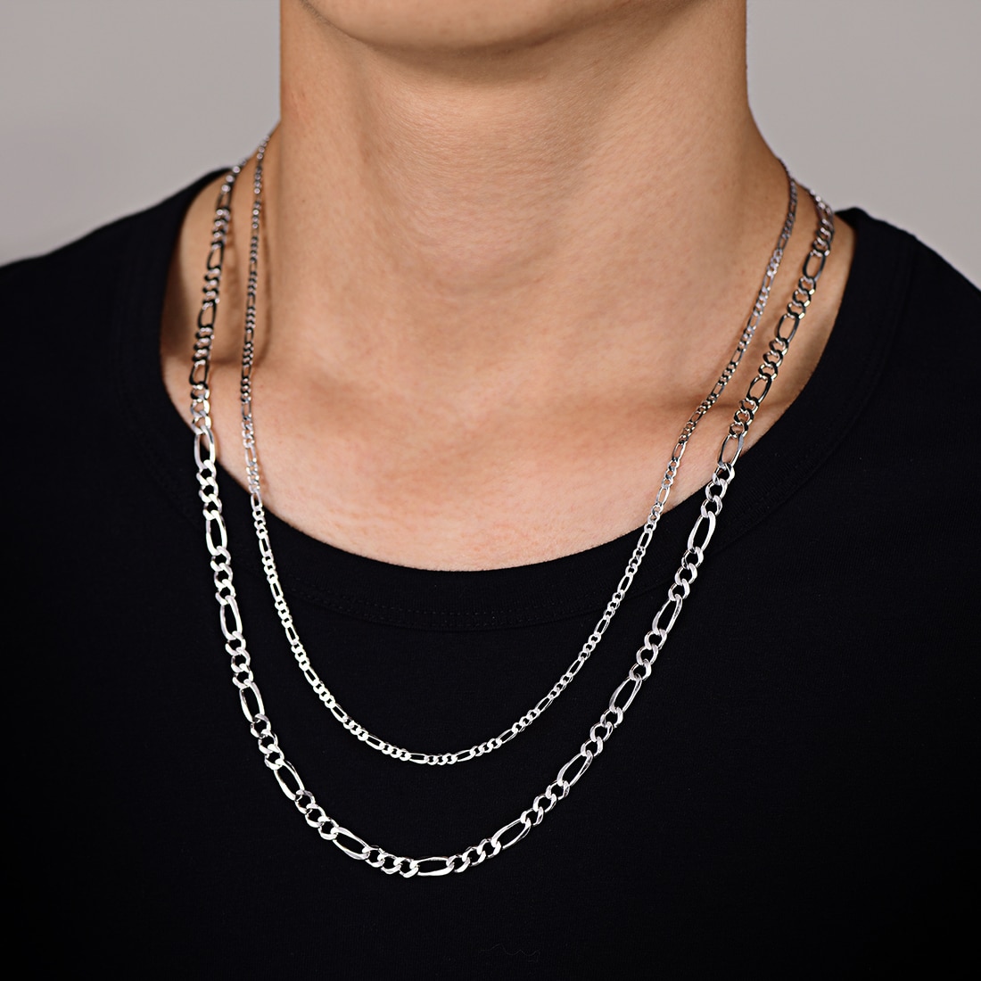 ChicSilver Women Mens Necklace Figaro Chain Necklace 2.8mm, Solid 925 Sterling Silver Figaro Link Chain Boys Jewellery 20 Inches