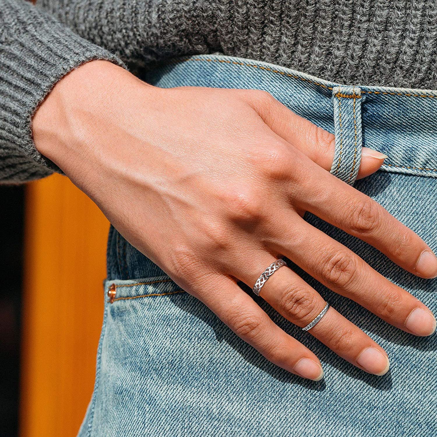 ChicSilver 925 Sterling Silver Ring for Women Men White Gold Plated 4mm Celtic Knot Wedding Band Eternity Ring Size 4-12