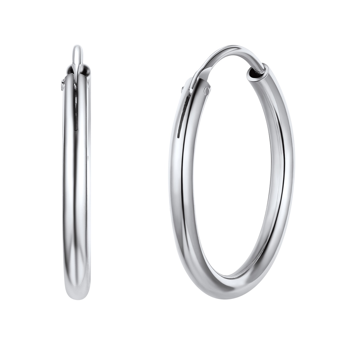 ChicSilver 925 Sterling Silver Small Hoop Earrings Circle Endless Huggie Hoops 15/20/30/50/70mm