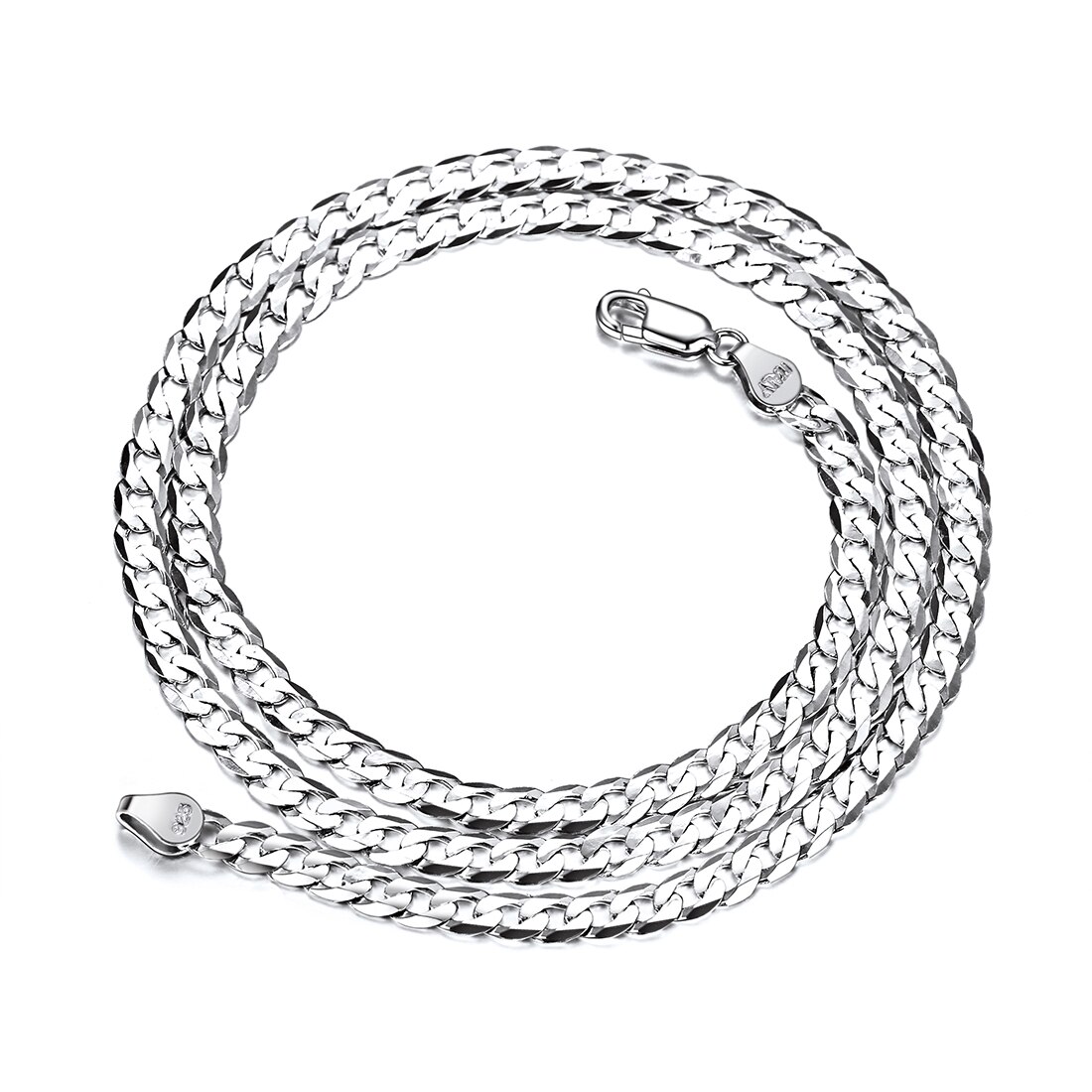 ChicSilver Women Mens Necklace Cuban Link Chain 5mm Solid 925 Sterling Silver Cuban Link Curb Chain Necklace Boys Hip Hop Hiphop Rock Jewellery 22 Inches