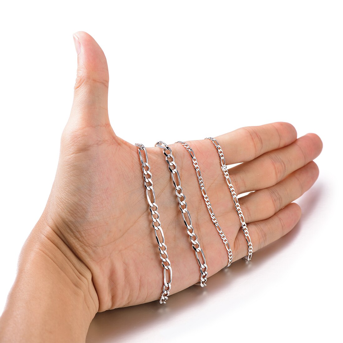 ChicSilver Women Mens Necklace Figaro Chain Necklace 2.8mm, Solid 925 Sterling Silver Figaro Link Chain Boys Jewellery 20 Inches