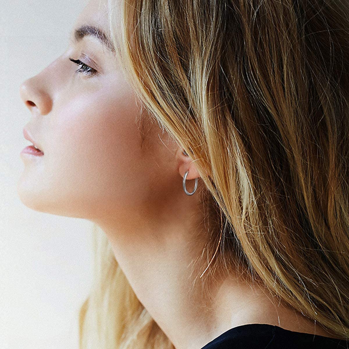 ChicSilver 925 Sterling Silver Small Hoop Earrings Circle Endless Huggie Hoops 15/20/30/50/70mm