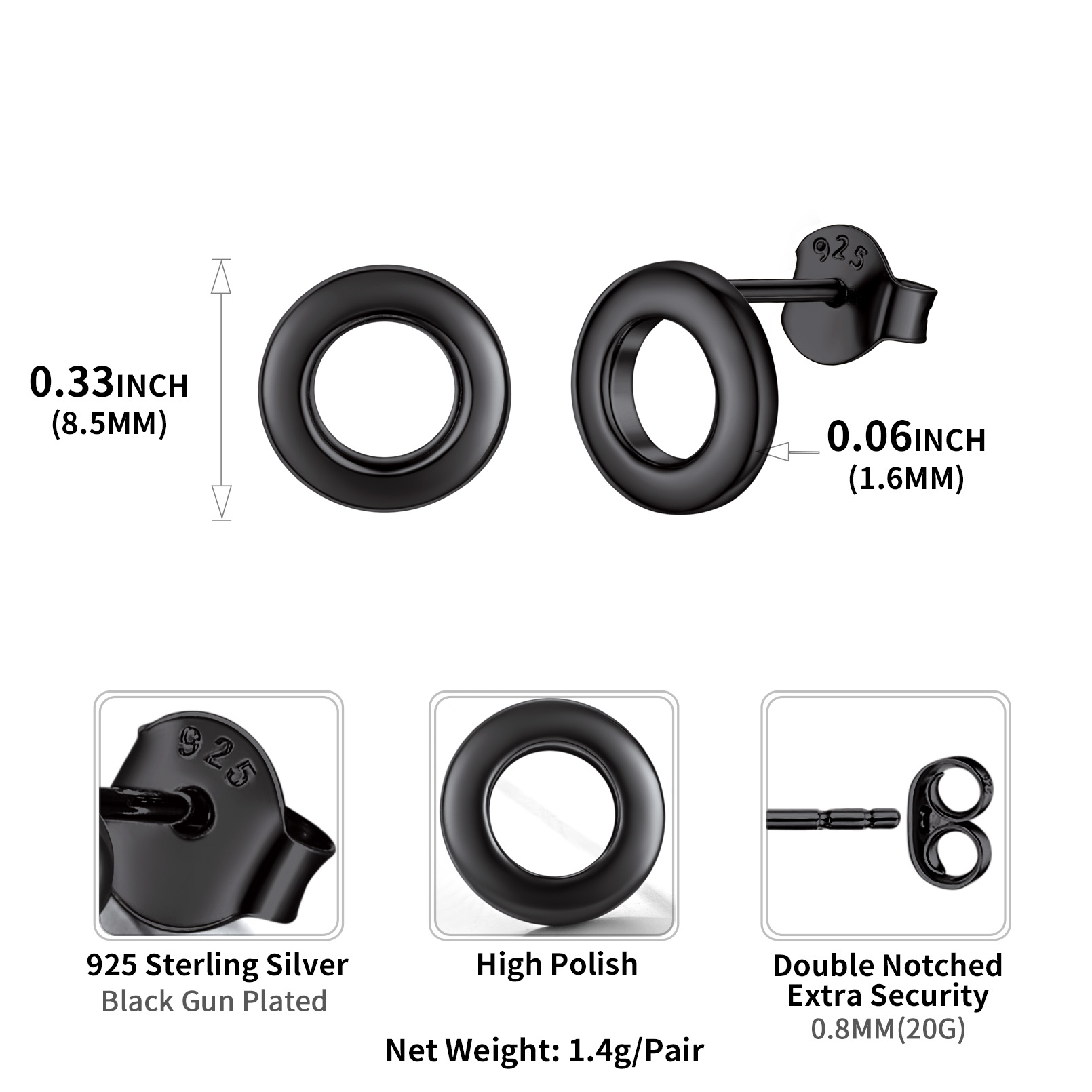 ChicSilver Heart Stud Earrings for Little Girls Hypoallergenic 925 Sterling Silver Women Jewelry Gift