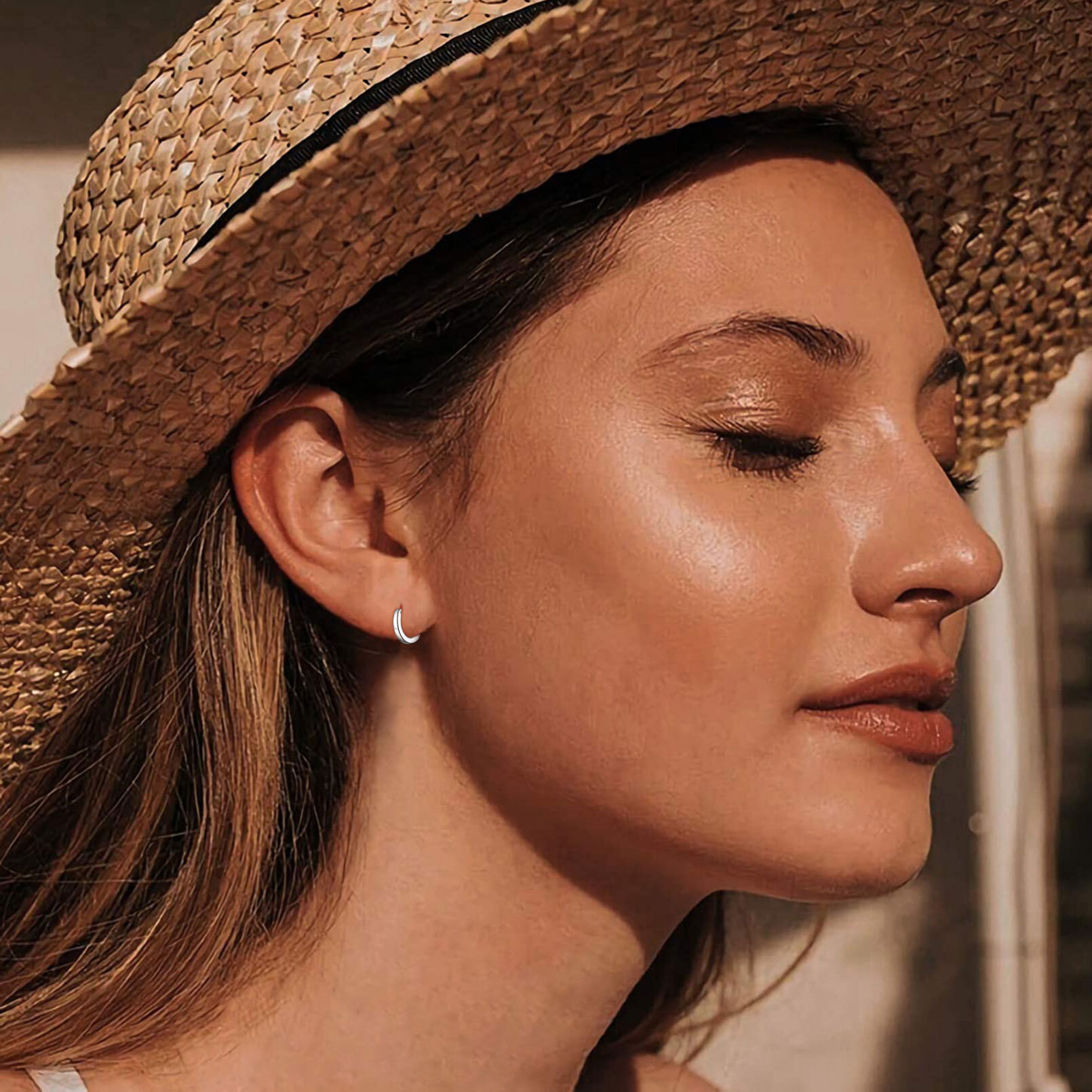 ChicSilver 925 Sterling Silver Small Hoop Earrings for Women Cubic Zirconia 8MM