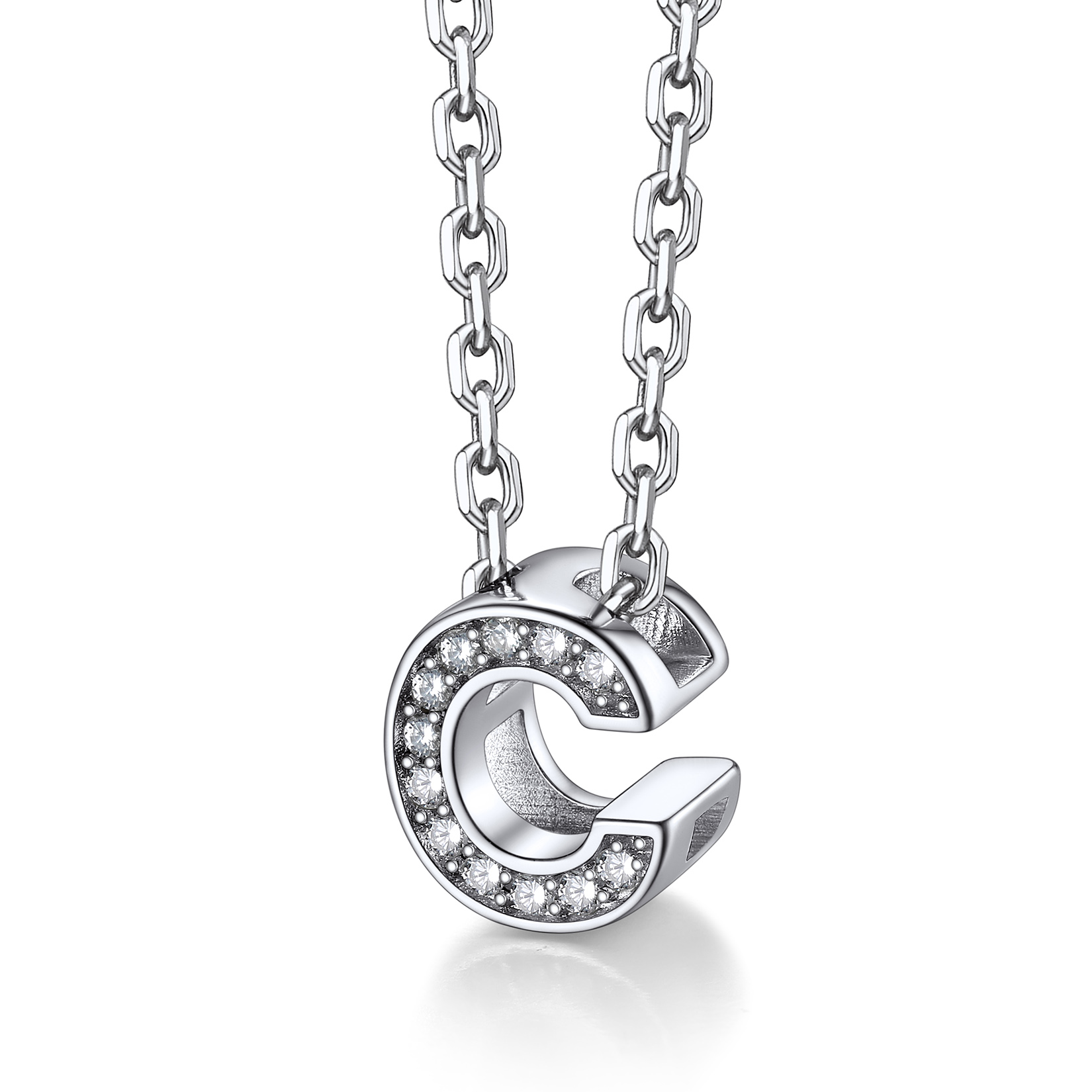 Silvora Women Sterling Silver Initial Necklace with Sparking Cubic Zirconia, Letter A Pendant Necklace for Teen Girls Charm Birthday Jewelry