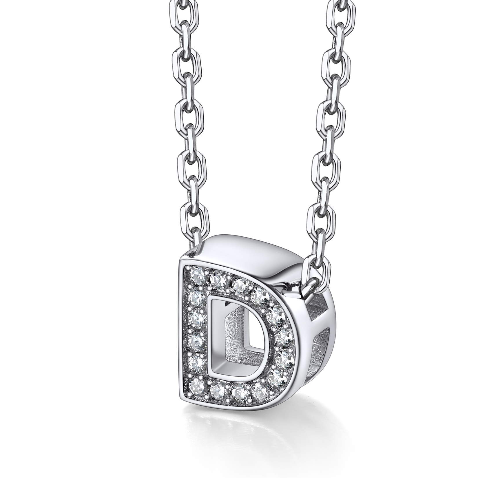 Silvora Women Sterling Silver Initial Necklace with Sparking Cubic Zirconia, Letter A Pendant Necklace for Teen Girls Charm Birthday Jewelry