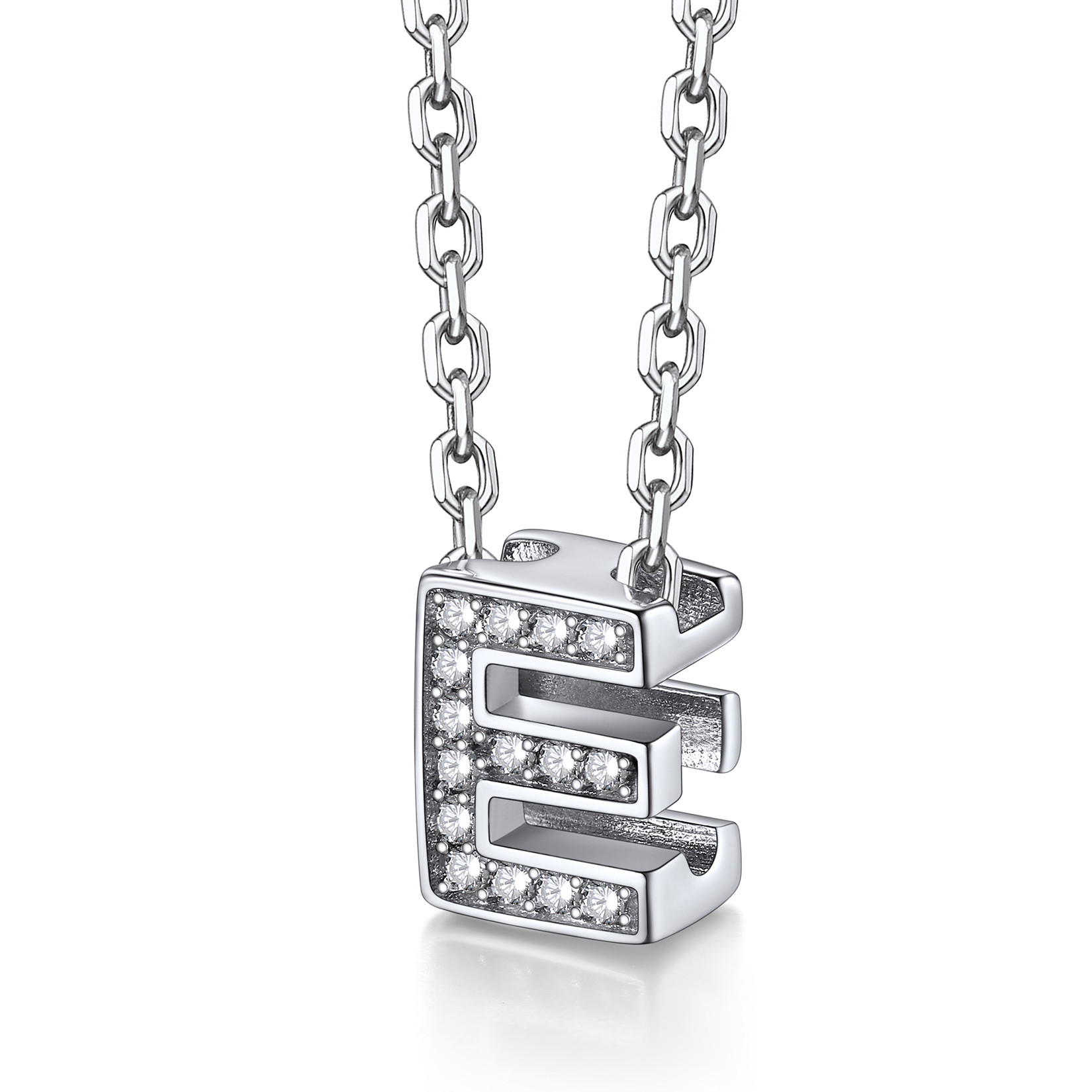 Silvora Women Sterling Silver Initial Necklace with Sparking Cubic Zirconia, Letter A Pendant Necklace for Teen Girls Charm Birthday Jewelry