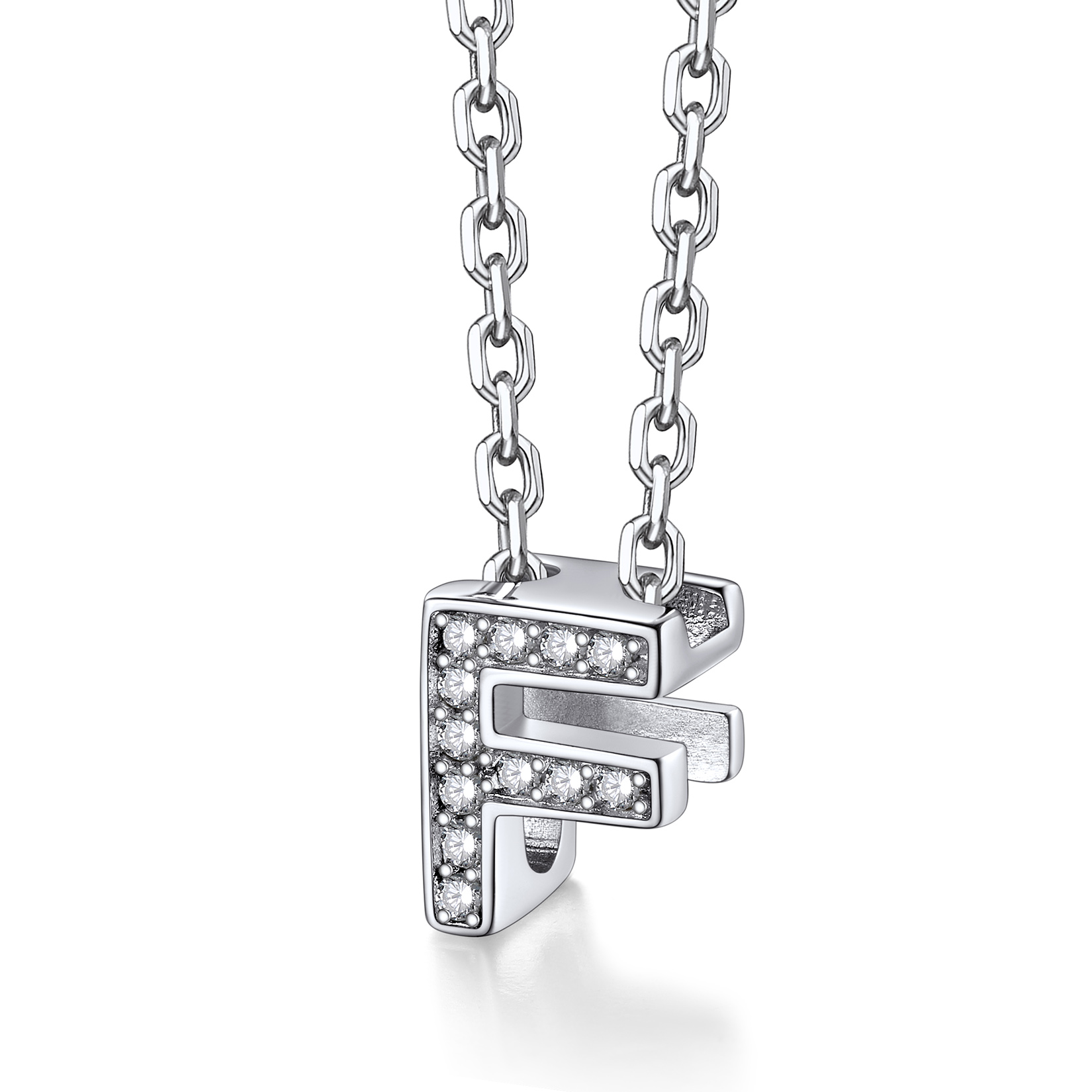 Silvora Women Sterling Silver Initial Necklace with Sparking Cubic Zirconia, Letter A Pendant Necklace for Teen Girls Charm Birthday Jewelry