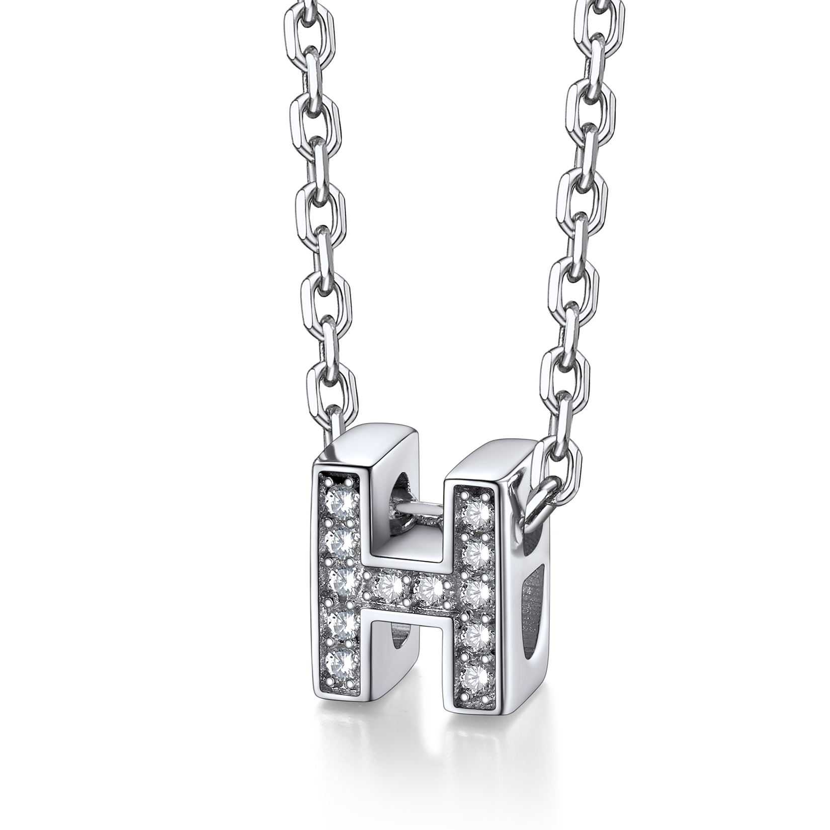 Silvora Women Sterling Silver Initial Necklace with Sparking Cubic Zirconia, Letter A Pendant Necklace for Teen Girls Charm Birthday Jewelry