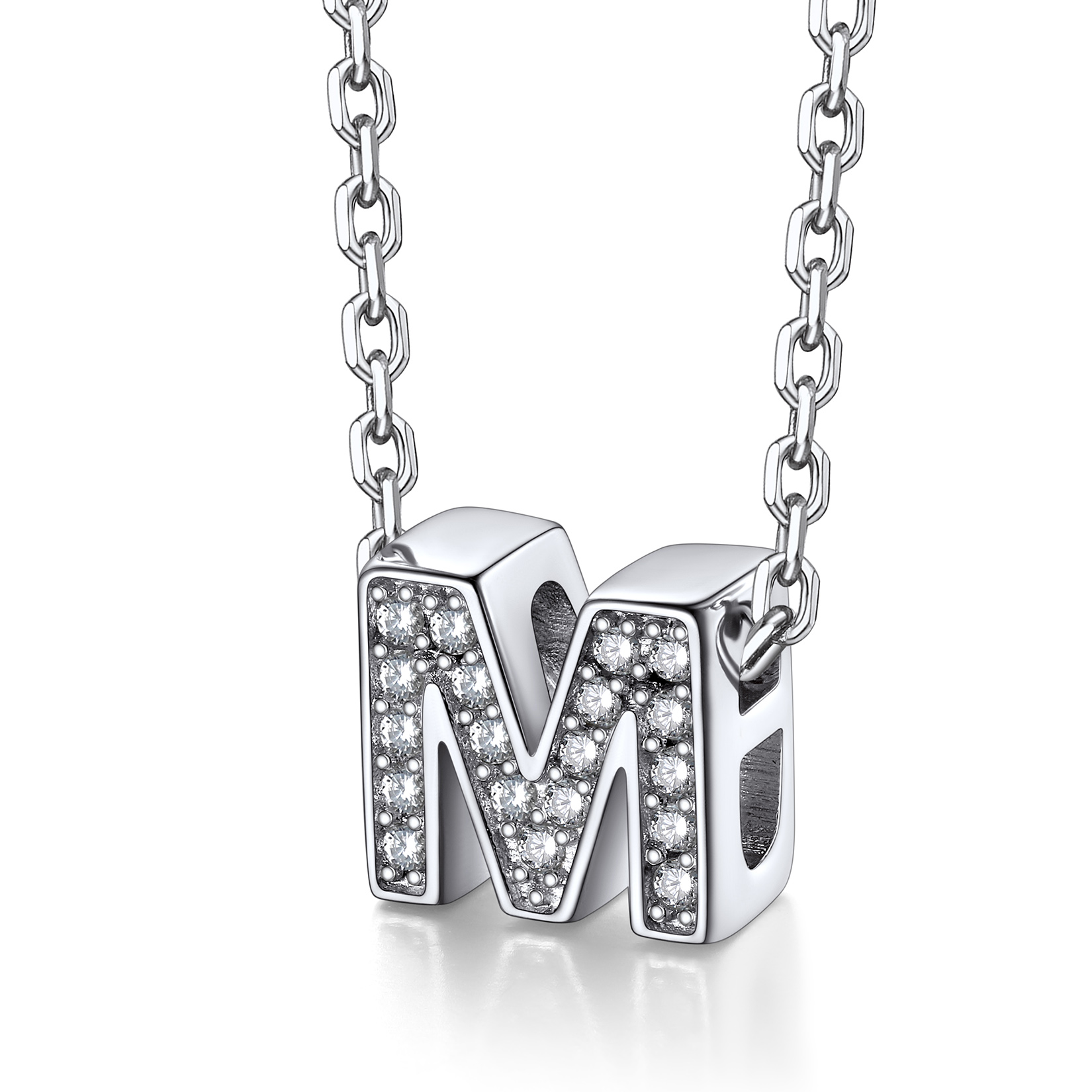 Silvora Women Sterling Silver Initial Necklace with Sparking Cubic Zirconia, Letter A Pendant Necklace for Teen Girls Charm Birthday Jewelry