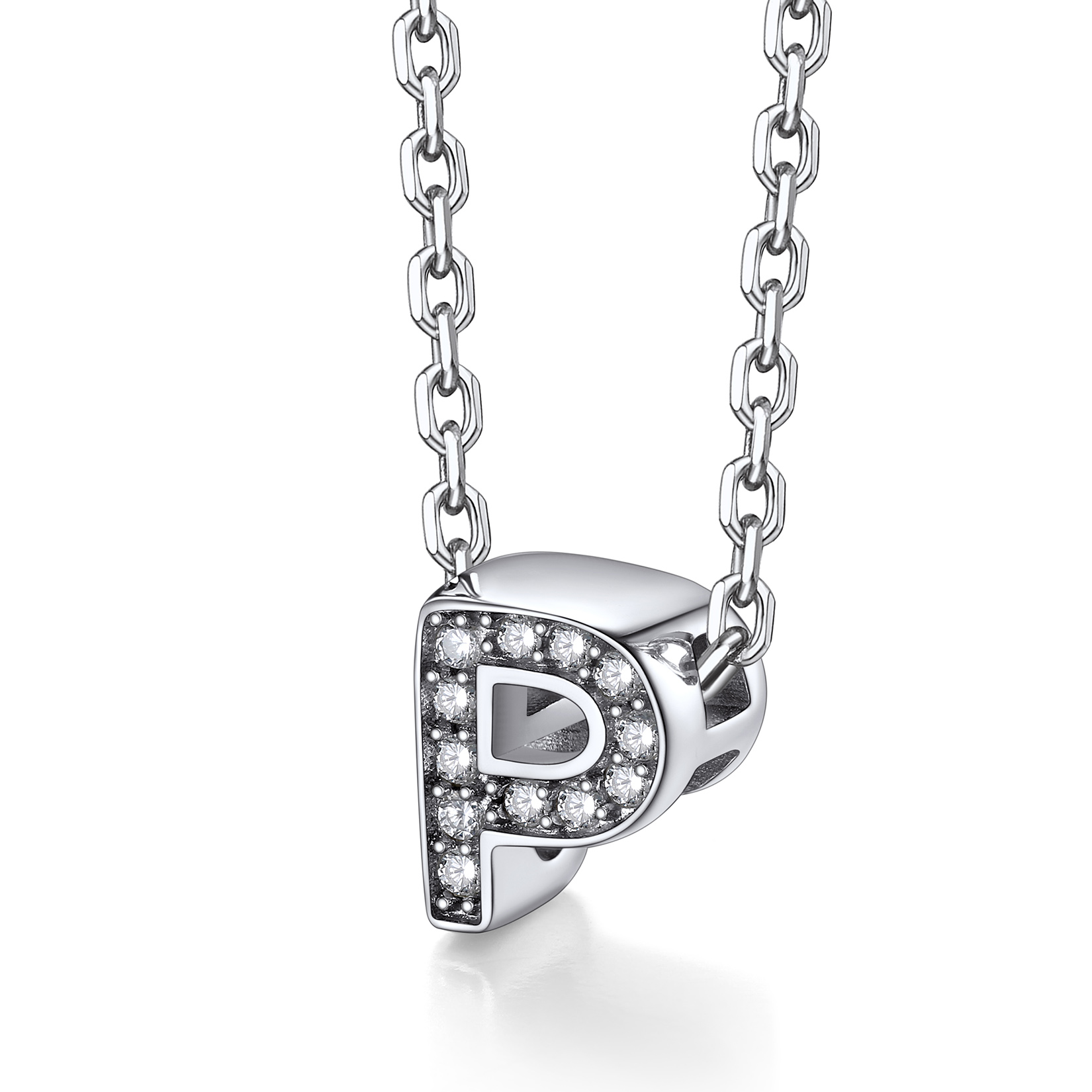 Silvora Women Sterling Silver Initial Necklace with Sparking Cubic Zirconia, Letter A Pendant Necklace for Teen Girls Charm Birthday Jewelry