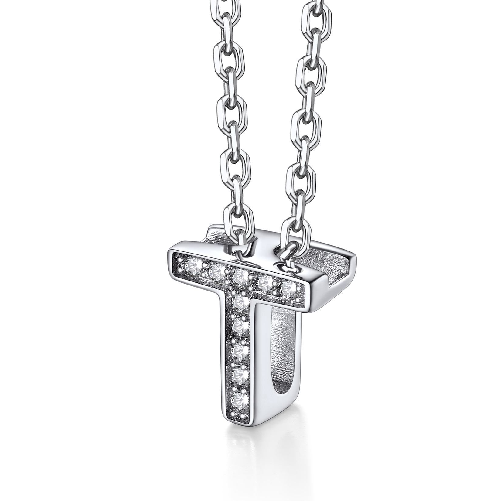 Silvora Women Sterling Silver Initial Necklace with Sparking Cubic Zirconia, Letter A Pendant Necklace for Teen Girls Charm Birthday Jewelry