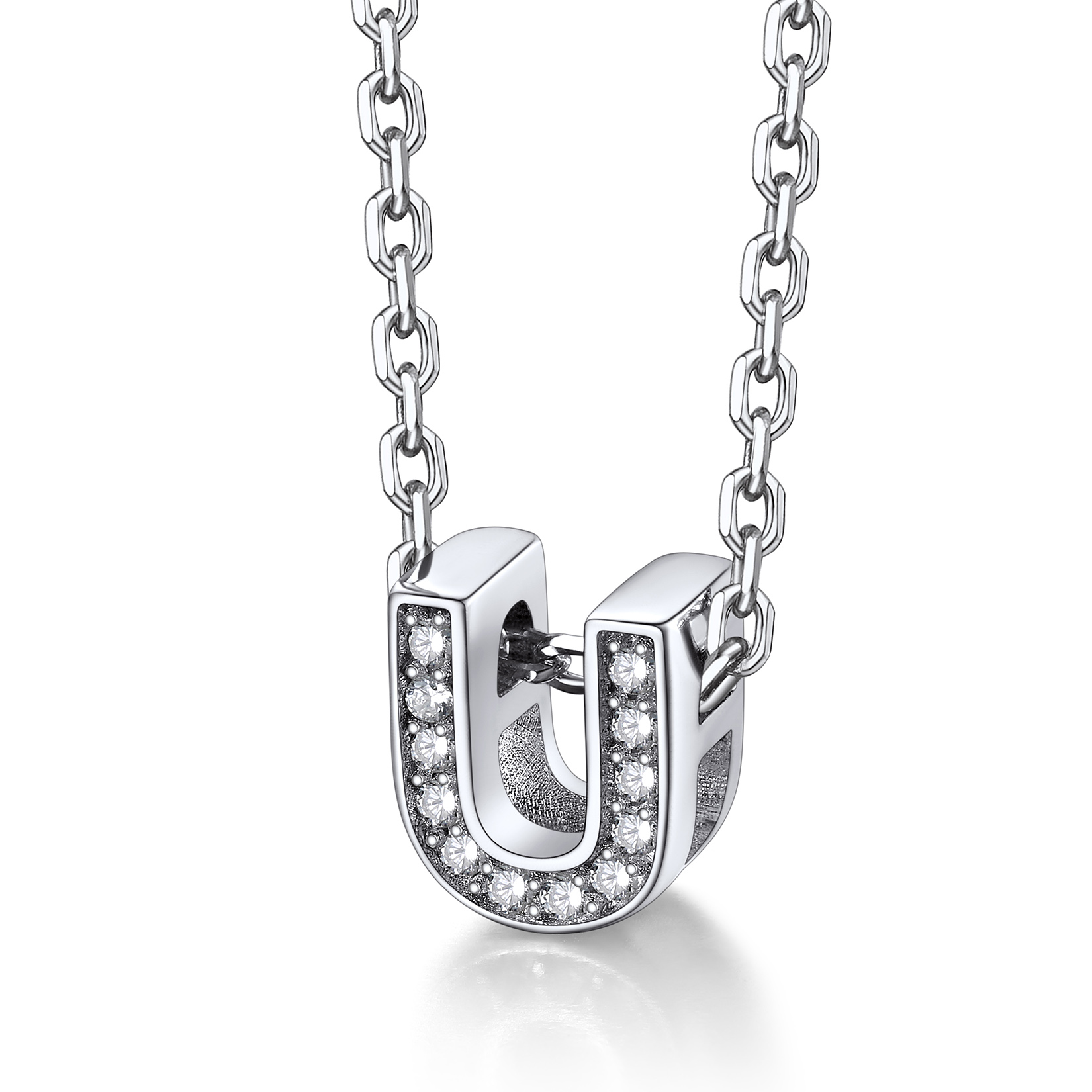 Silvora Women Sterling Silver Initial Necklace with Sparking Cubic Zirconia, Letter A Pendant Necklace for Teen Girls Charm Birthday Jewelry