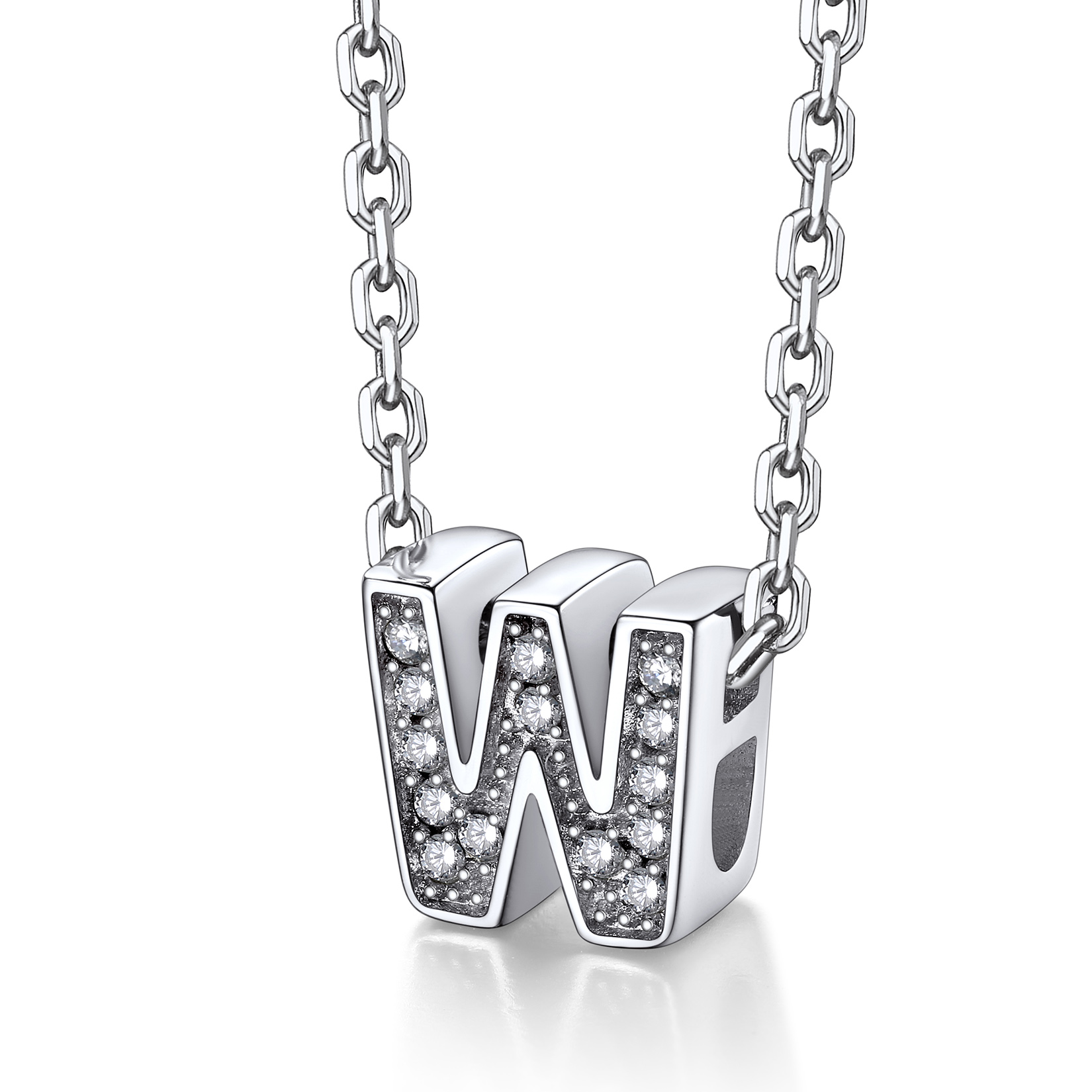 Silvora Women Sterling Silver Initial Necklace with Sparking Cubic Zirconia, Letter A Pendant Necklace for Teen Girls Charm Birthday Jewelry