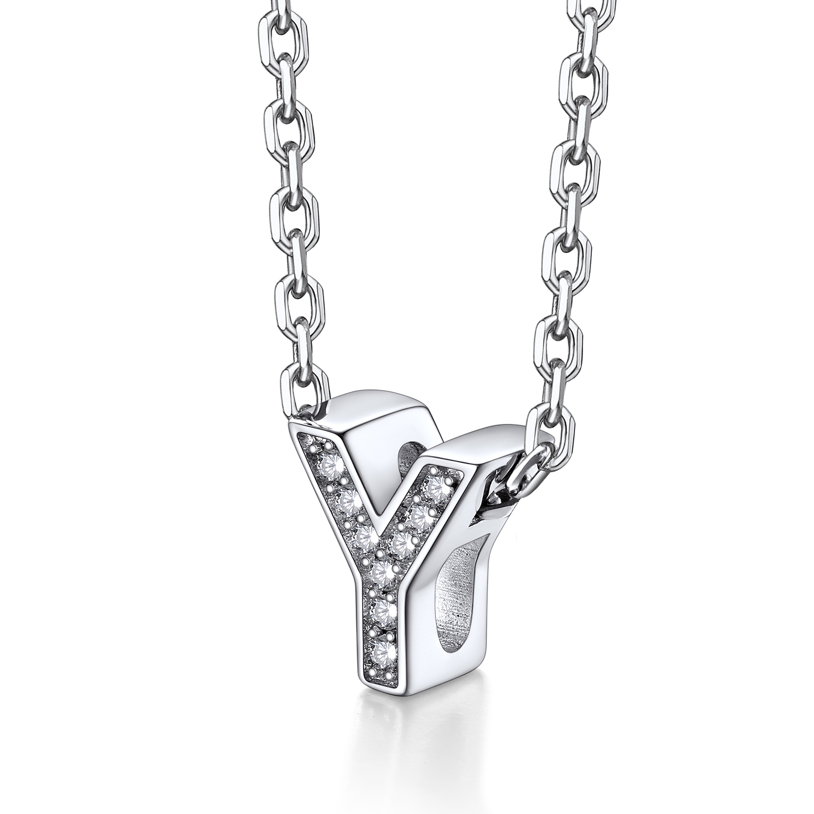 Silvora Women Sterling Silver Initial Necklace with Sparking Cubic Zirconia, Letter A Pendant Necklace for Teen Girls Charm Birthday Jewelry
