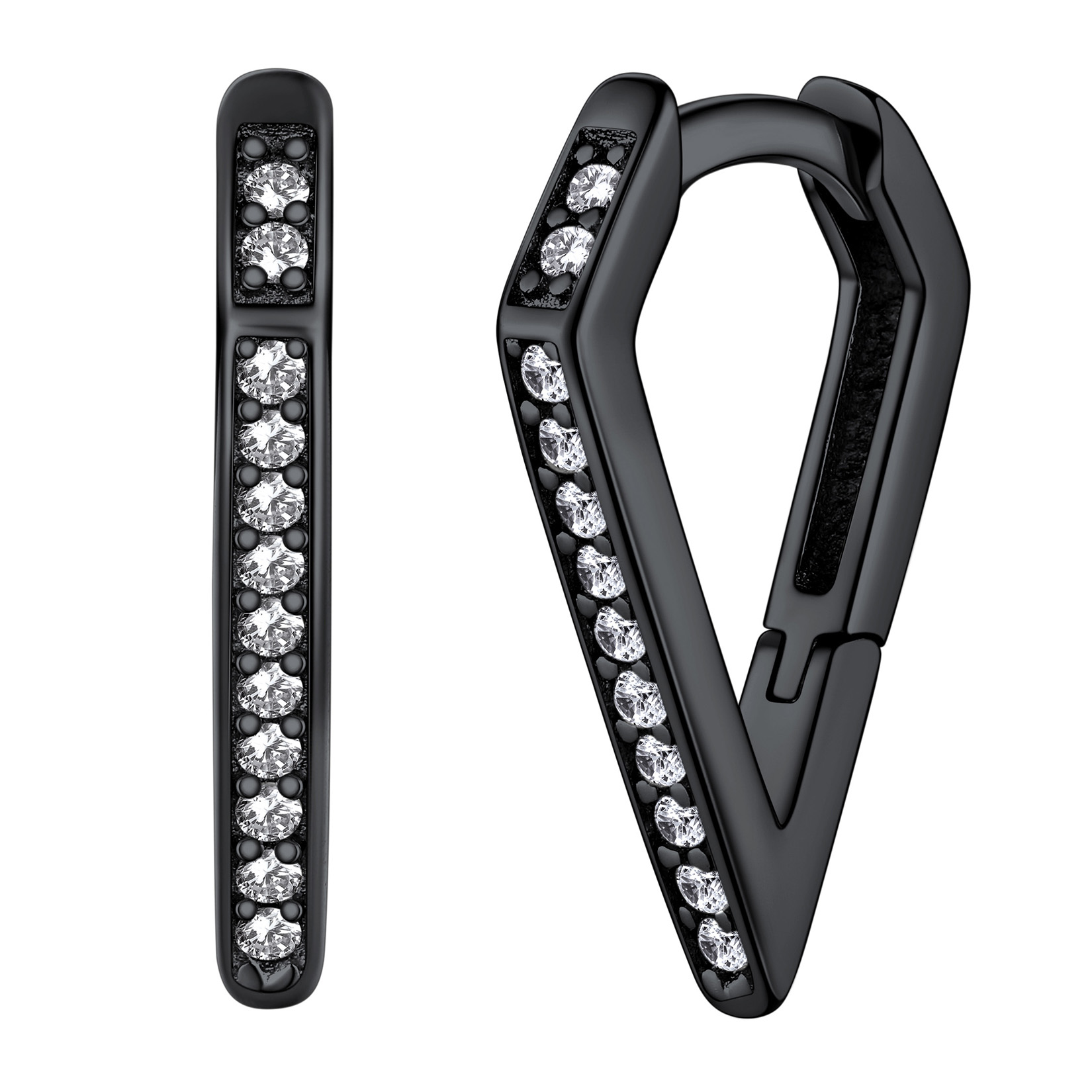 Silvora Shiny Sterling Silver Heart Earrings with Cubic Zirconia Women Sleeping Hoop Earrings for Teen Hypoallergenic Ear Jewelry