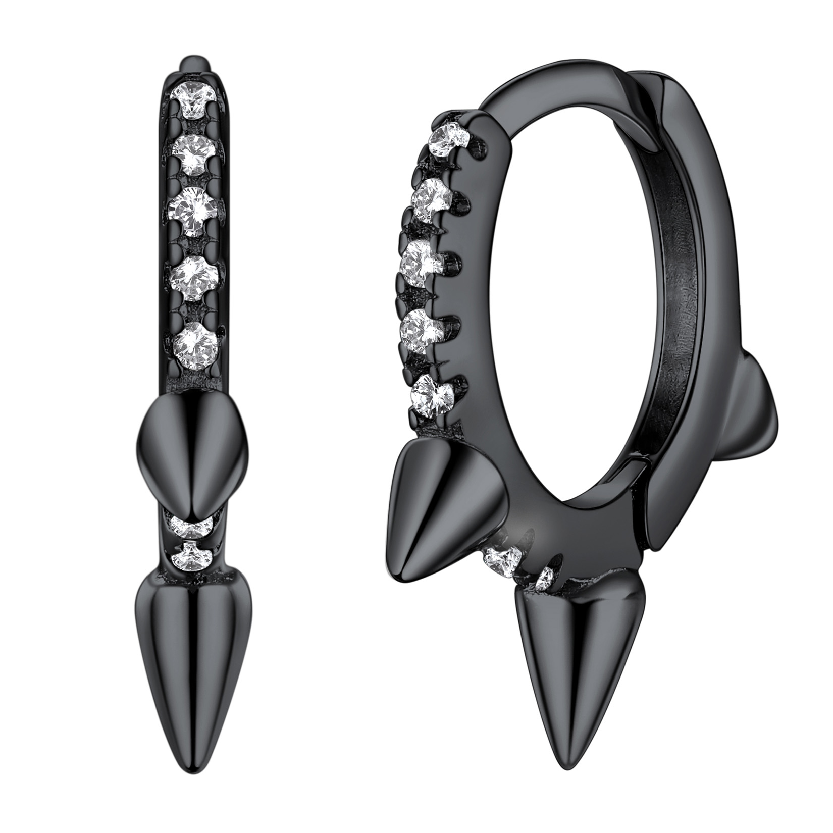 Silvora Shiny Sterling Silver Heart Earrings with Cubic Zirconia Women Sleeping Hoop Earrings for Teen Hypoallergenic Ear Jewelry