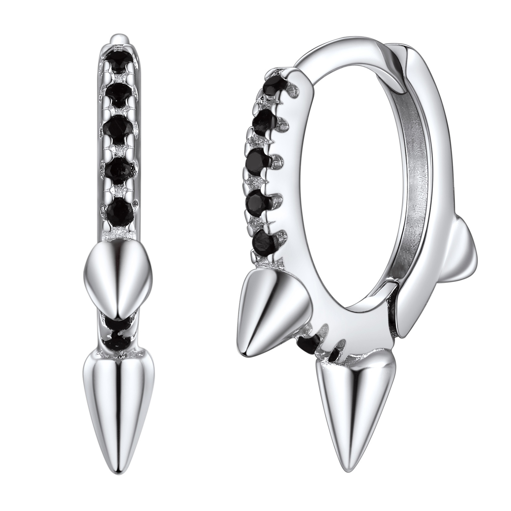 Silvora Shiny Sterling Silver Heart Earrings with Cubic Zirconia Women Sleeping Hoop Earrings for Teen Hypoallergenic Ear Jewelry