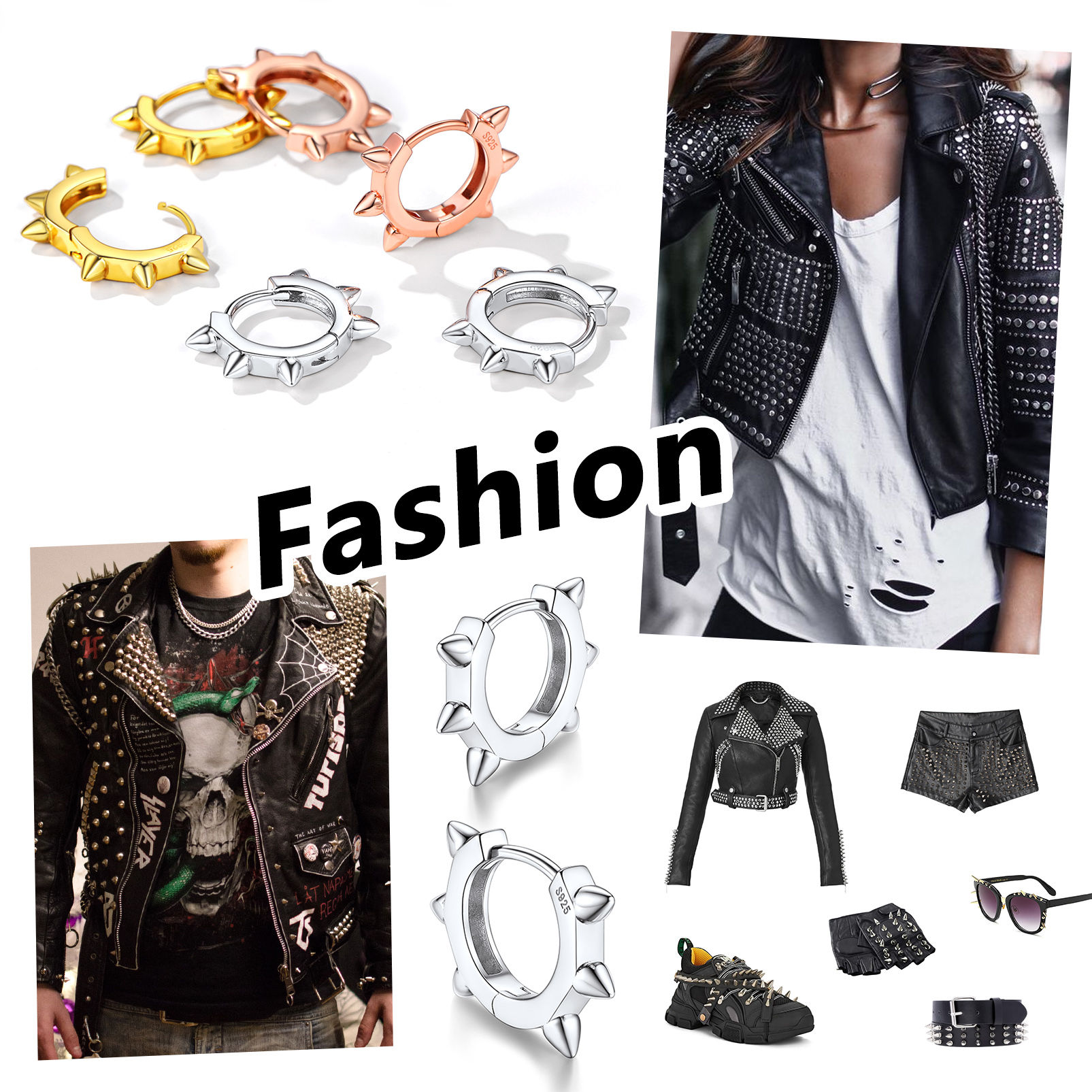 Silvora Unisex Cool Rivet Earrings Small Huggie Hoop Earrings S925 Sterling Silver Jewelry Punk Gothic Birthday Gift for Women Men