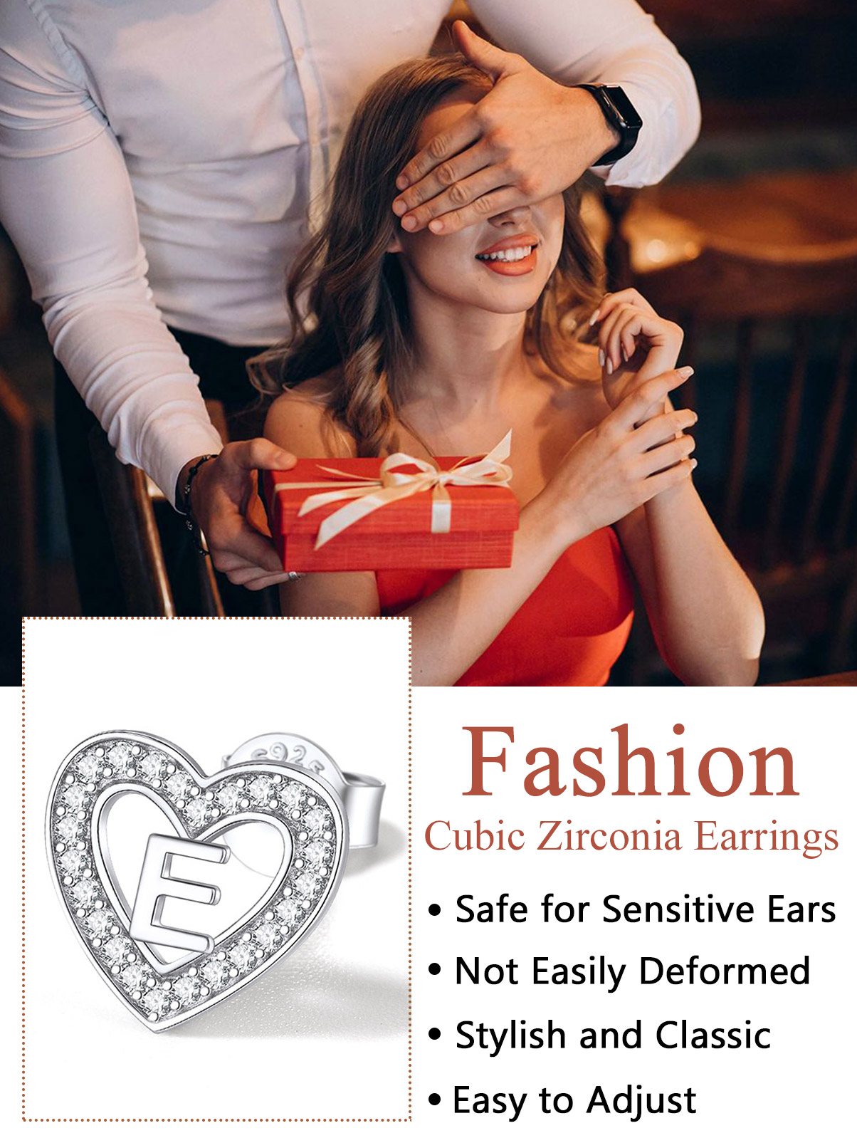 Silvora Initial Heart Stud Earrings for Women Girls Letter A Sterling Silver Earrings with Shiny Cubic Zirconia Birthday Christmas Gift