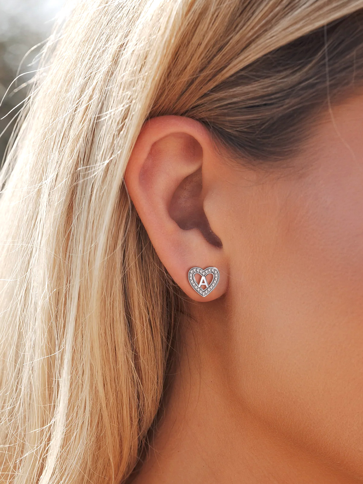 Silvora Initial Heart Stud Earrings for Women Girls Letter A Sterling Silver Earrings with Shiny Cubic Zirconia Birthday Christmas Gift