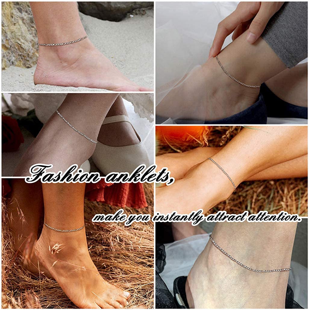 Silvora 925 Silver Chain Beads Anklet for Women Ankle Bracelet Foot Jewelry