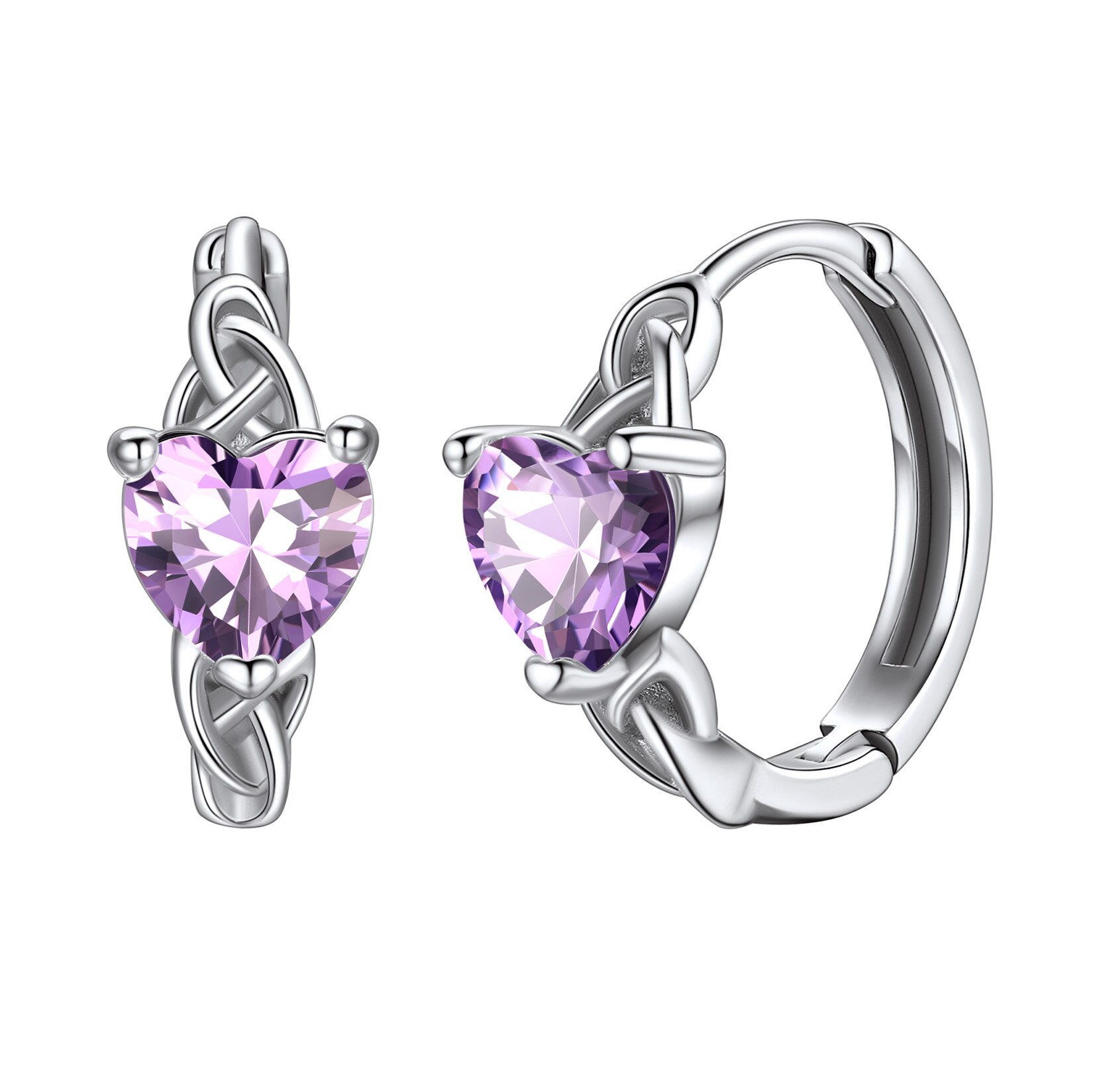 Silvora Birthstone Hoop Earrings Women 925 Sterling Silver Earrings Celtic Knot Cubic Zirconia Birthday Jewelry Gift, May